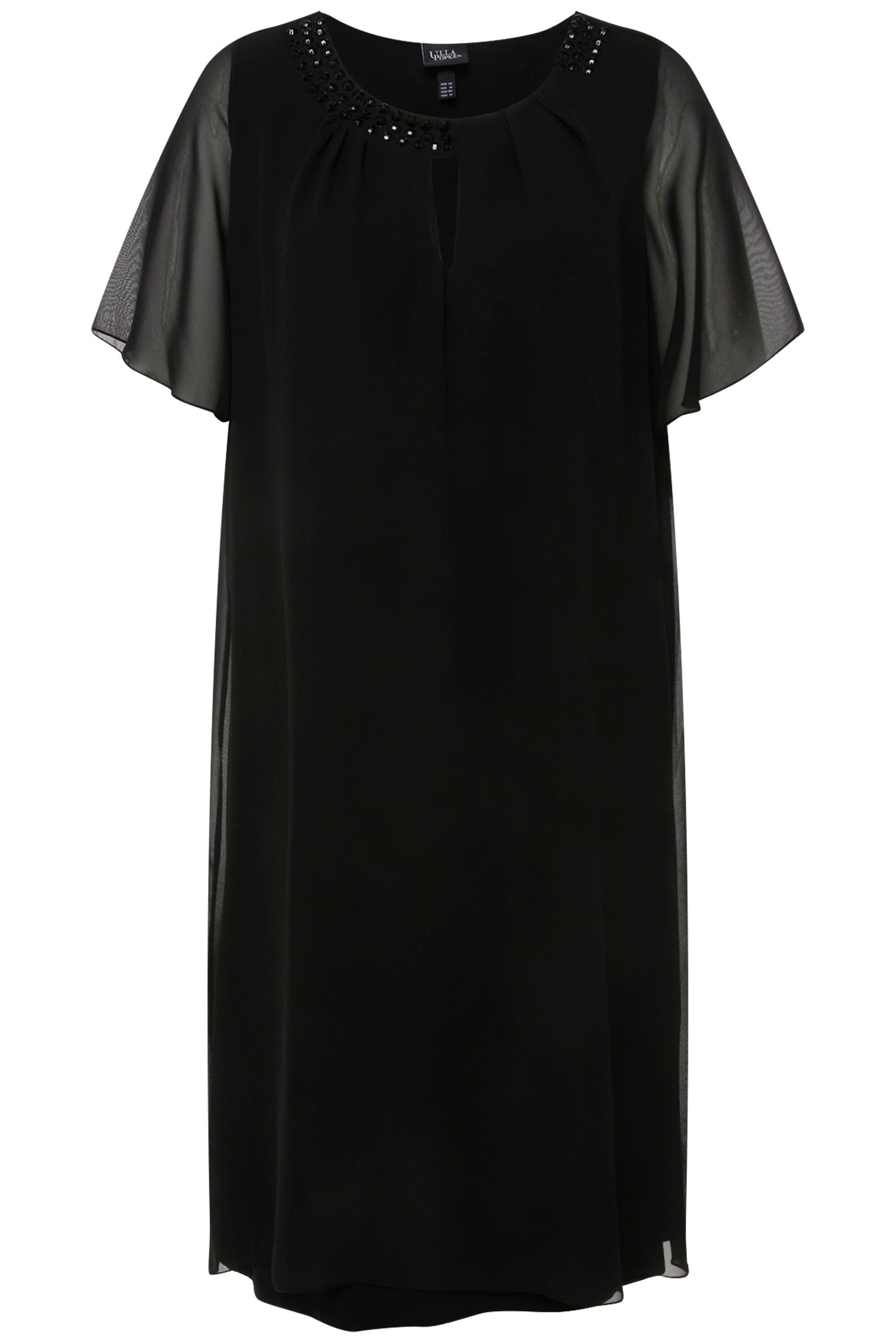 Ulla Popken Cocktailkleid Chiffonkleid Schmucksteine A-Linie günstig online kaufen