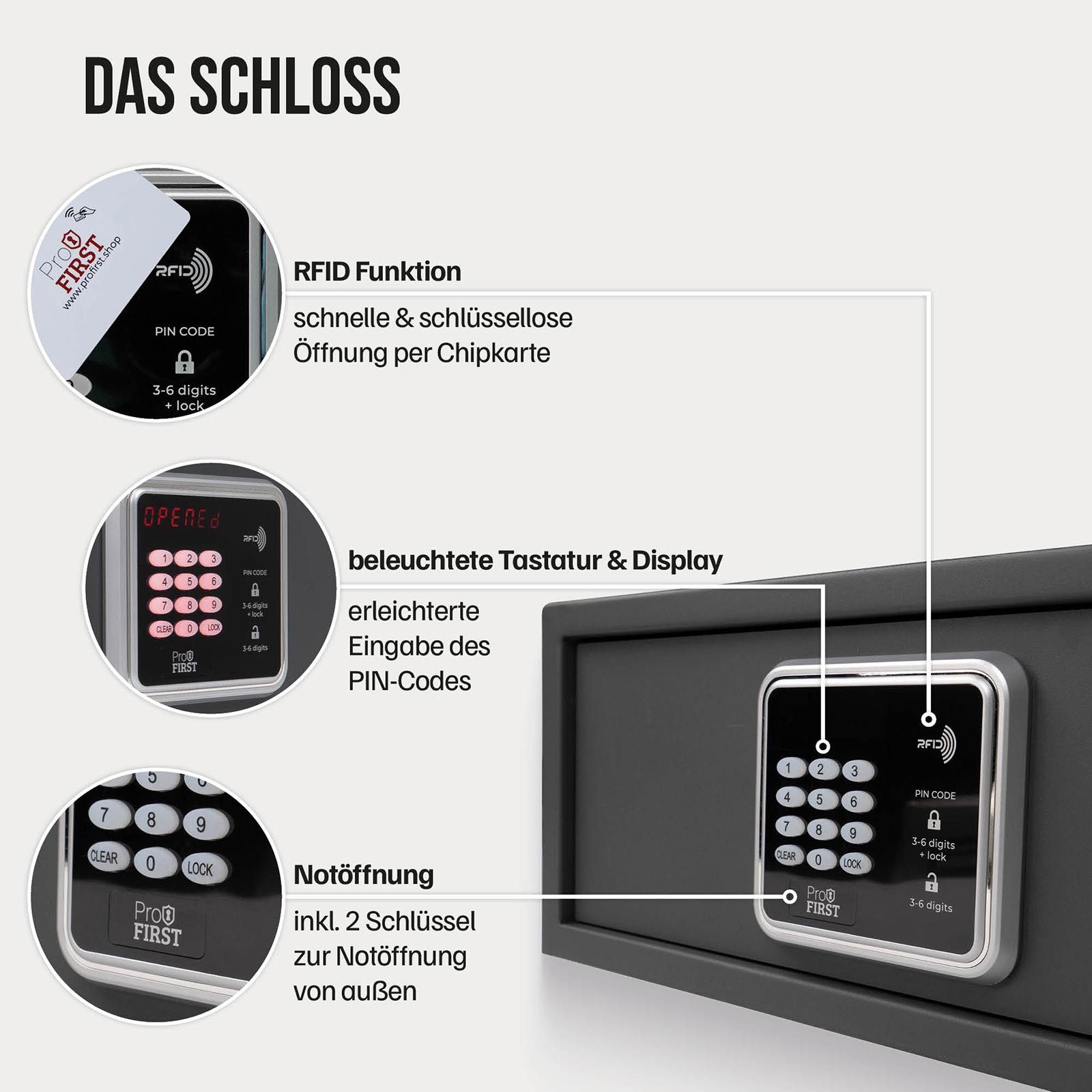 Profirst Möbeltresor Elektronik DIGISAFE RFID-Schloss – Bild 5 von 5