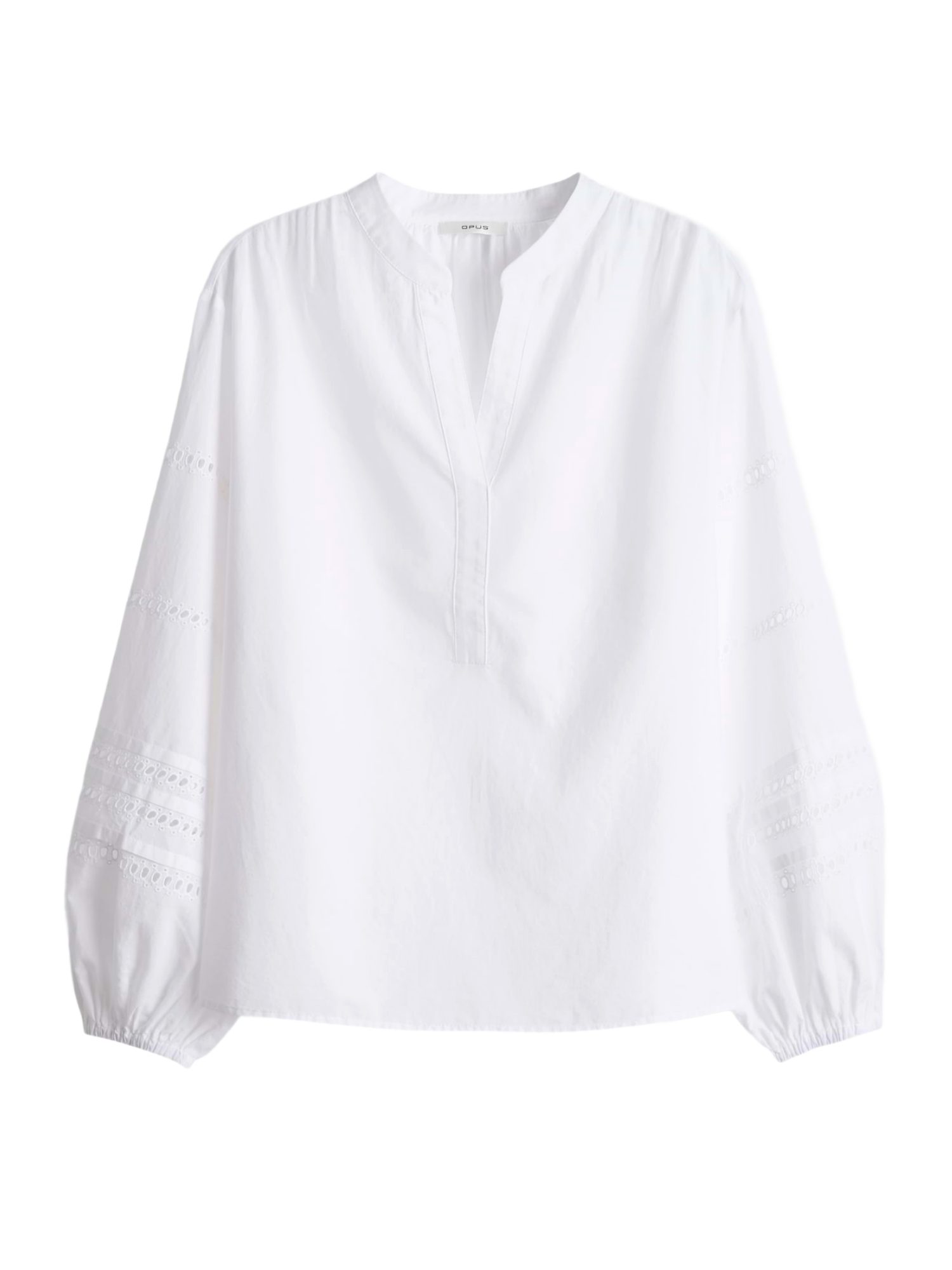 OPUS Blusenshirt weiß,Casual,Baumwolle,Unifarben,Rundhals,Lang,Weit