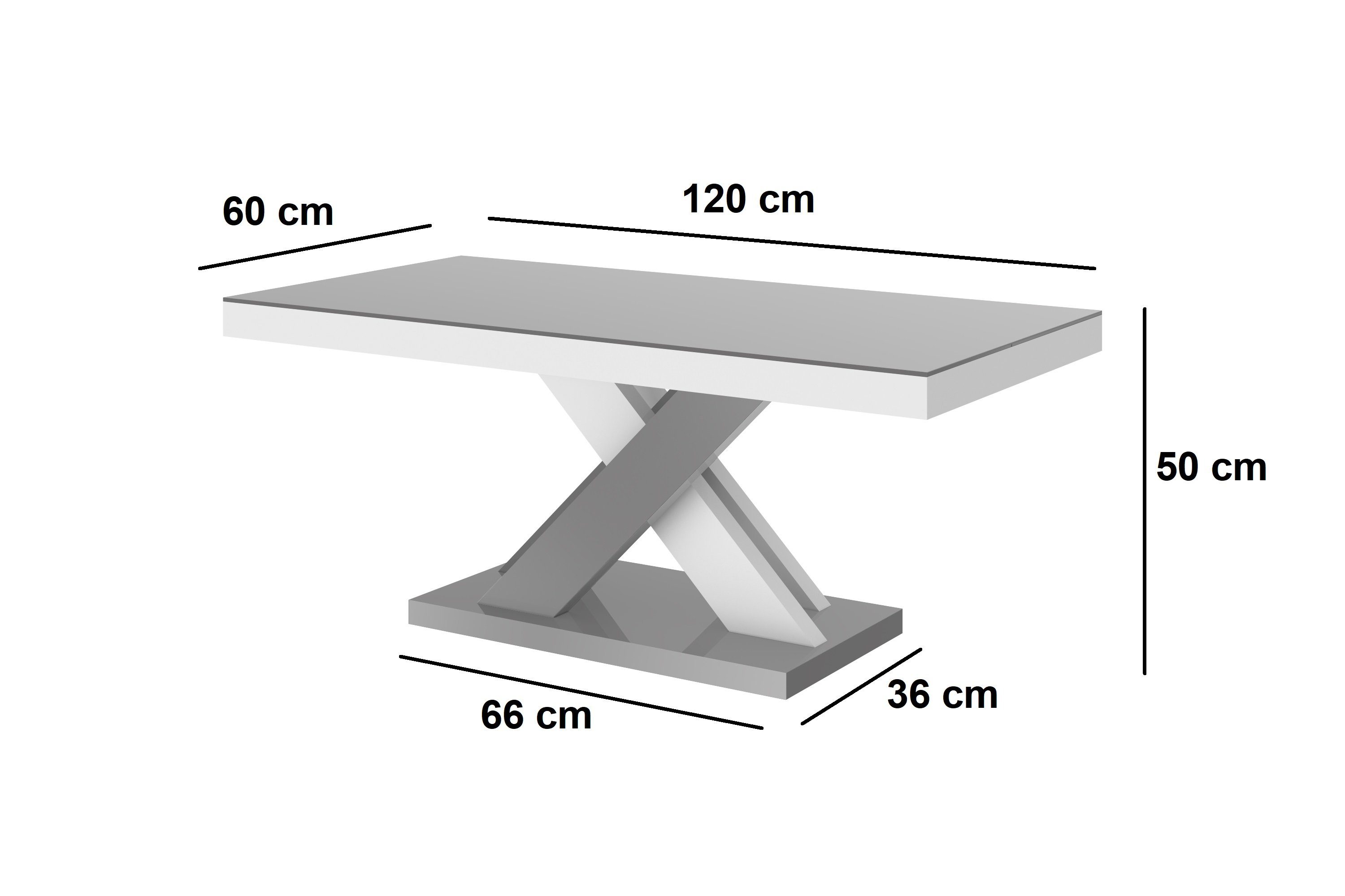 / Hochglanz Hochglanz Couchtisch Hochglanz designimpex Tisch Wohnzimmertisch XLU-888 Weiß Grau Grau / Design Weiß