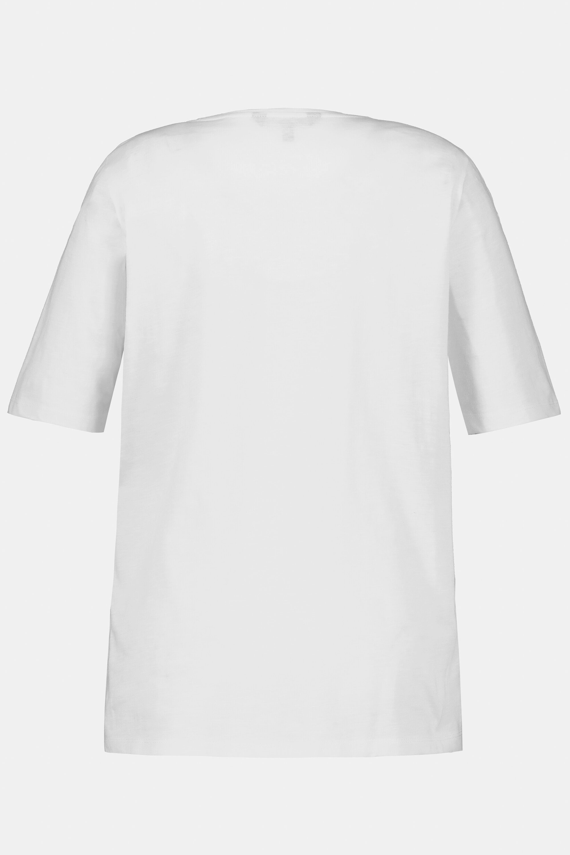 Damen Shirts Ulla Popken Rundhalsshirt T-Shirt Cover-Motiv Rundhals Halbarm Flammjersey