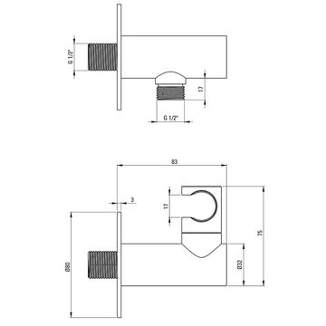 Lomadox Badarmatur SILIA-30 Unterputz-Duscharmatur, 4-teilig, schwarz