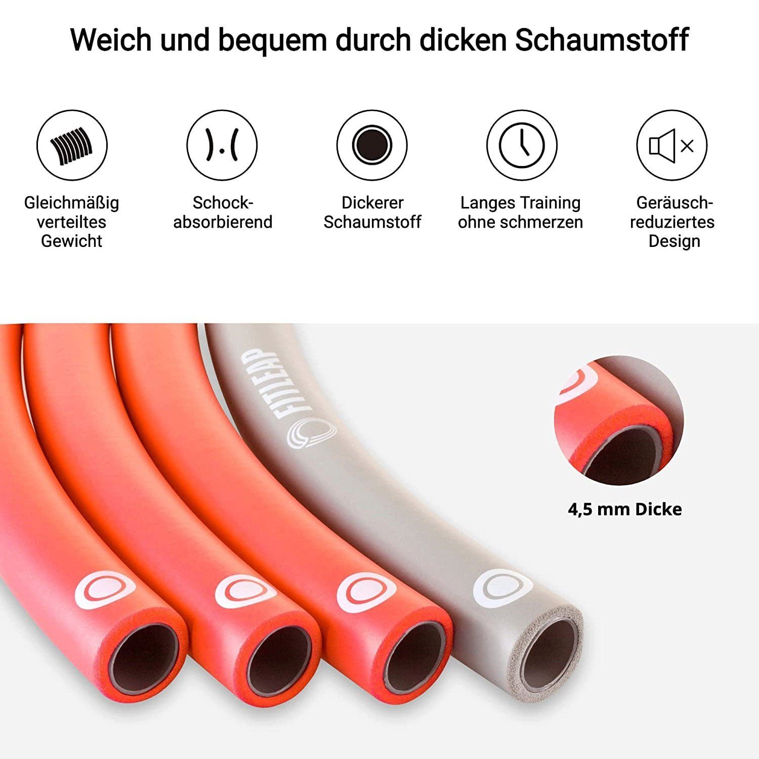 Fitleap Hula-Hoop-Reifen Fitness und Massage, Hula Hoop Reifen für Erwachsene und Kinder, 8 Se…