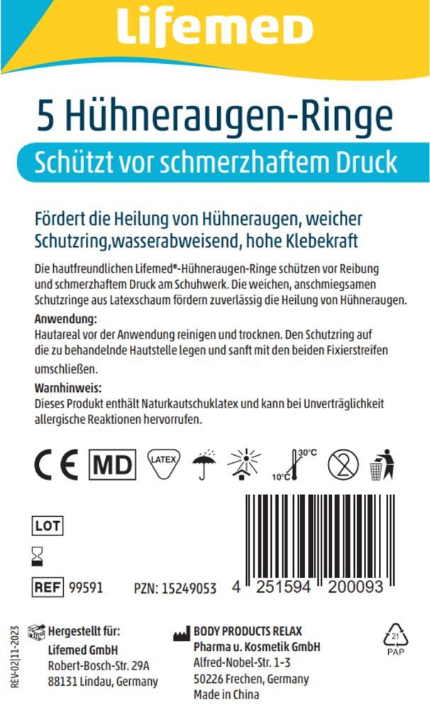 LifeMed Hühneraugenpflaster 10x Lifemed Hühneraugen Pflaster Ringe 10x 5 Stück