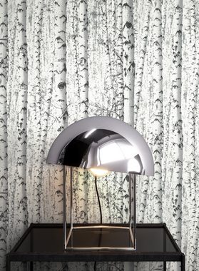 Newroom Vliestapete, Schwarz Tapete Modern Birke - Mustertapete Weiß Skandinavisch Baum Baumstamm für Wohnzimmer Schlafzimmer Flur