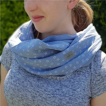 JOLLAA Loop Blume Mint Blau Musselin, Stillschal Stillloop Wendeschal Schlaufenschal MADE IN EUROPA