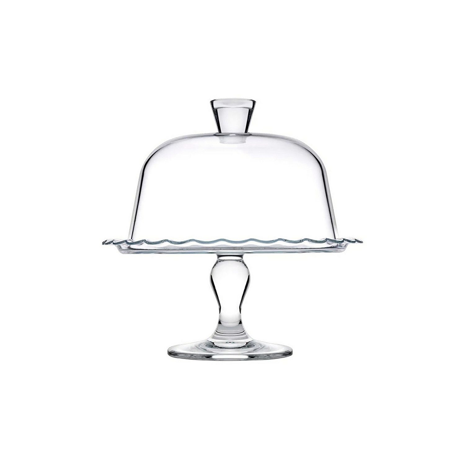Pasabahce Servierplatte 96952 Petite Patisserie, Borosilikatglas, (1-tlg), mit Glocke, 26,5 x 26 cm