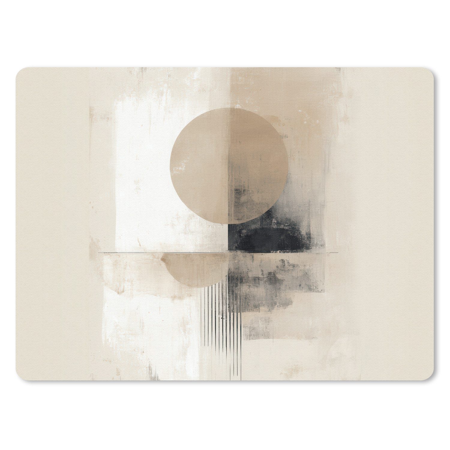 MuchoWow Mauspad Kreis - Zusammensetzung - Tiefe - Beige (1-St), Gaming, Mousepad Klein, Büro Zubehör, Mausunterlage, 23x19 cm