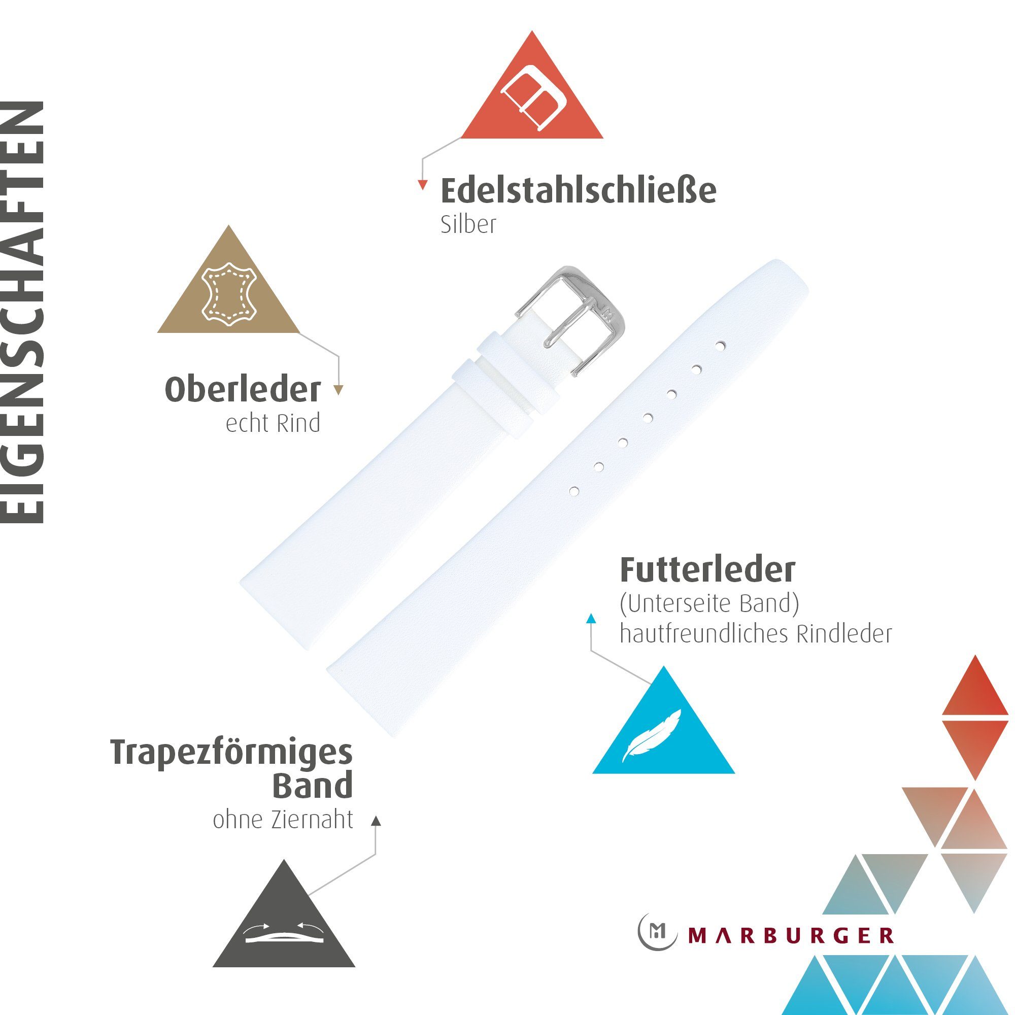 MARBURGER Uhrenarmband 20mm Leder günstig online kaufen