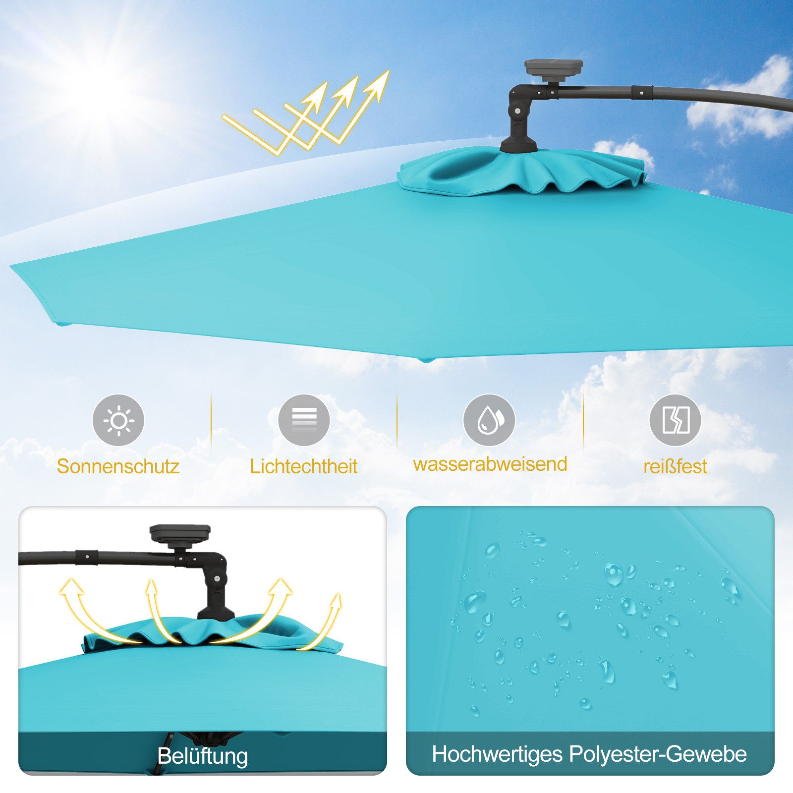 COSTWAY Sonnenschirm, LxB: 300,00x300,00 cm, mit günstig online kaufen