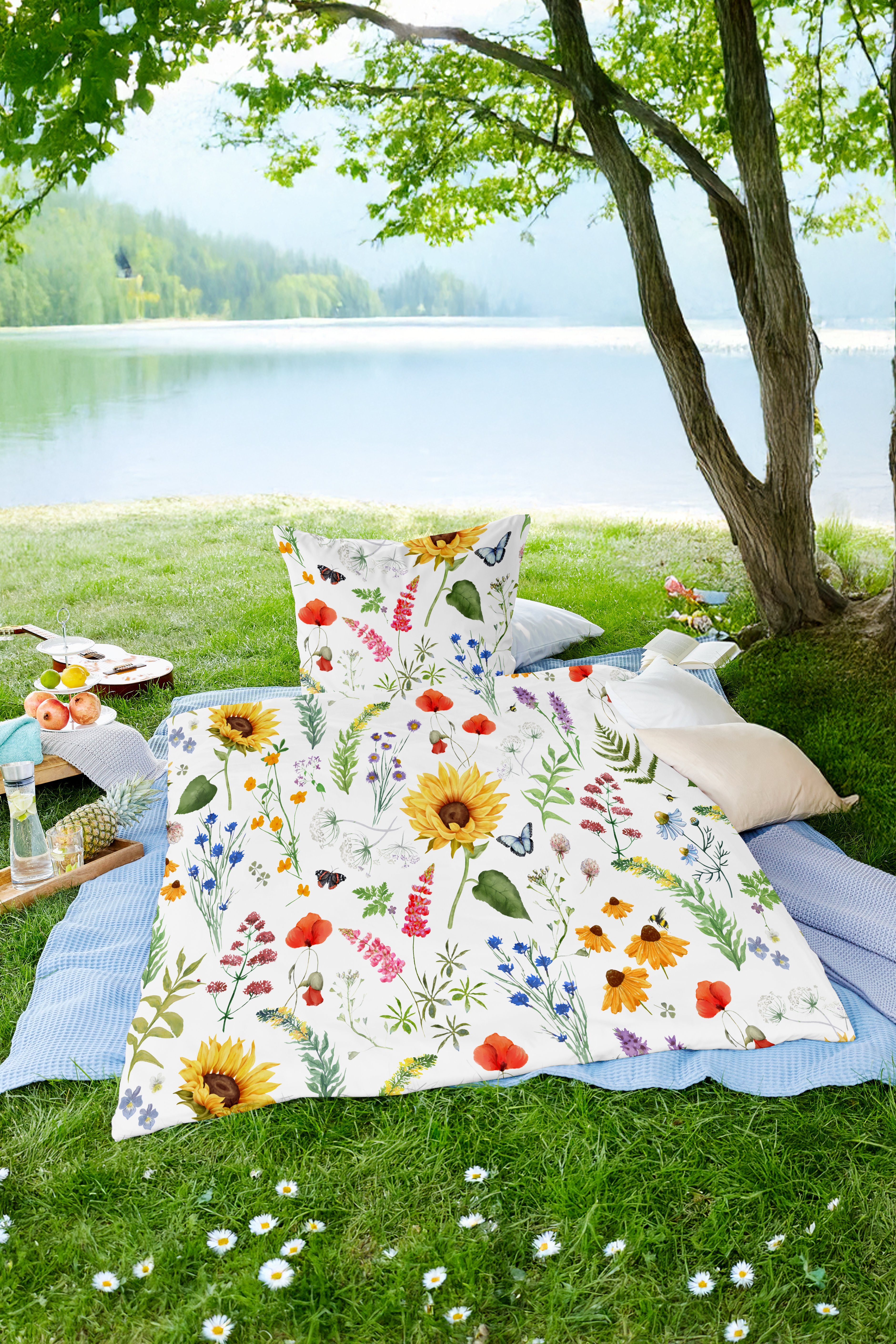 Primera Bettwäsche Renforce-Bettwäsche Flowerbee, Soft-Seersucker, 2 teilig – Bild 5 von 5