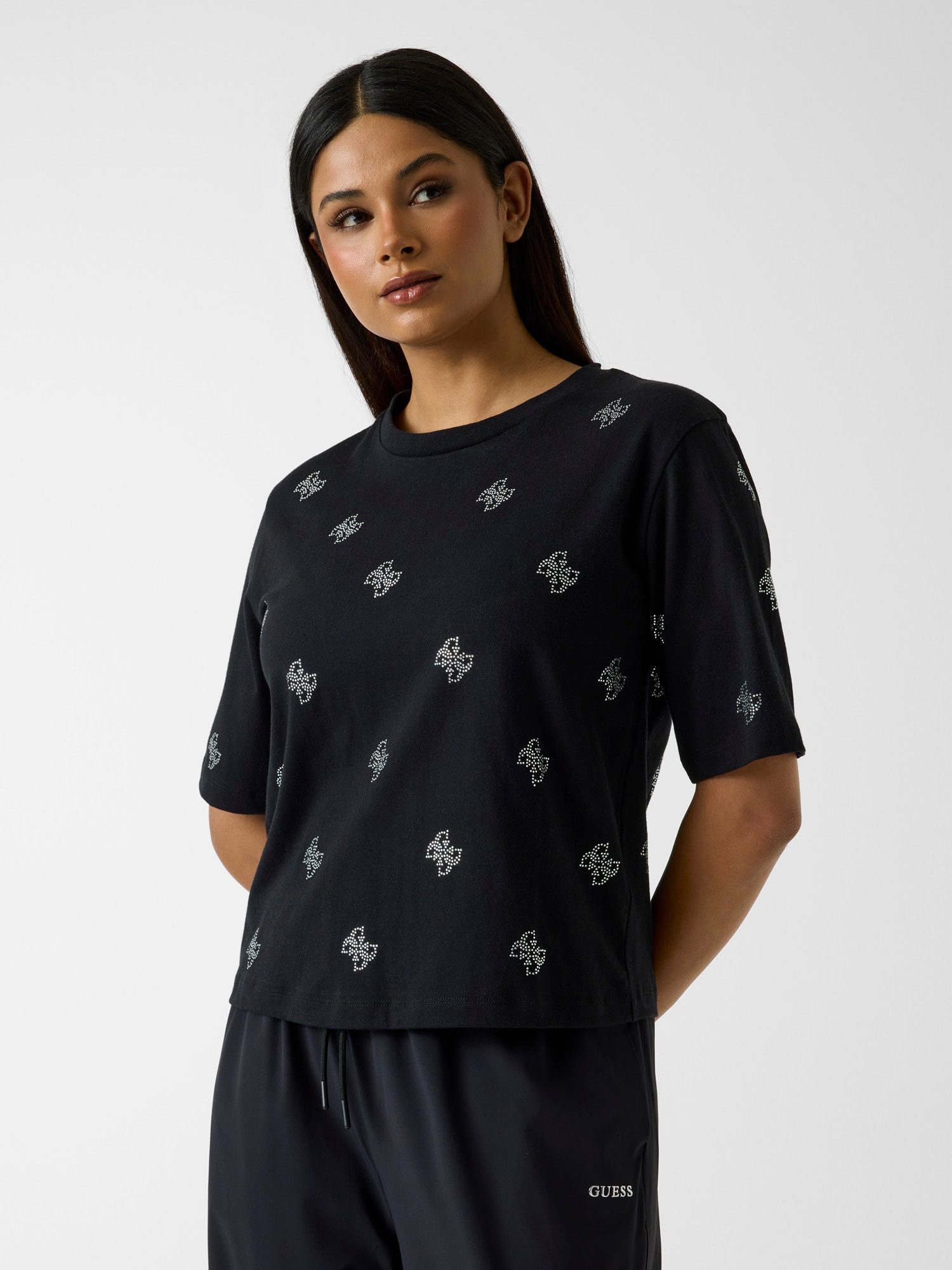 Guess Kurzarmshirt SILVY 4G SS CN T-SHIRT- Basicshirt - T-Shirt Damen - Kurzarmshirt