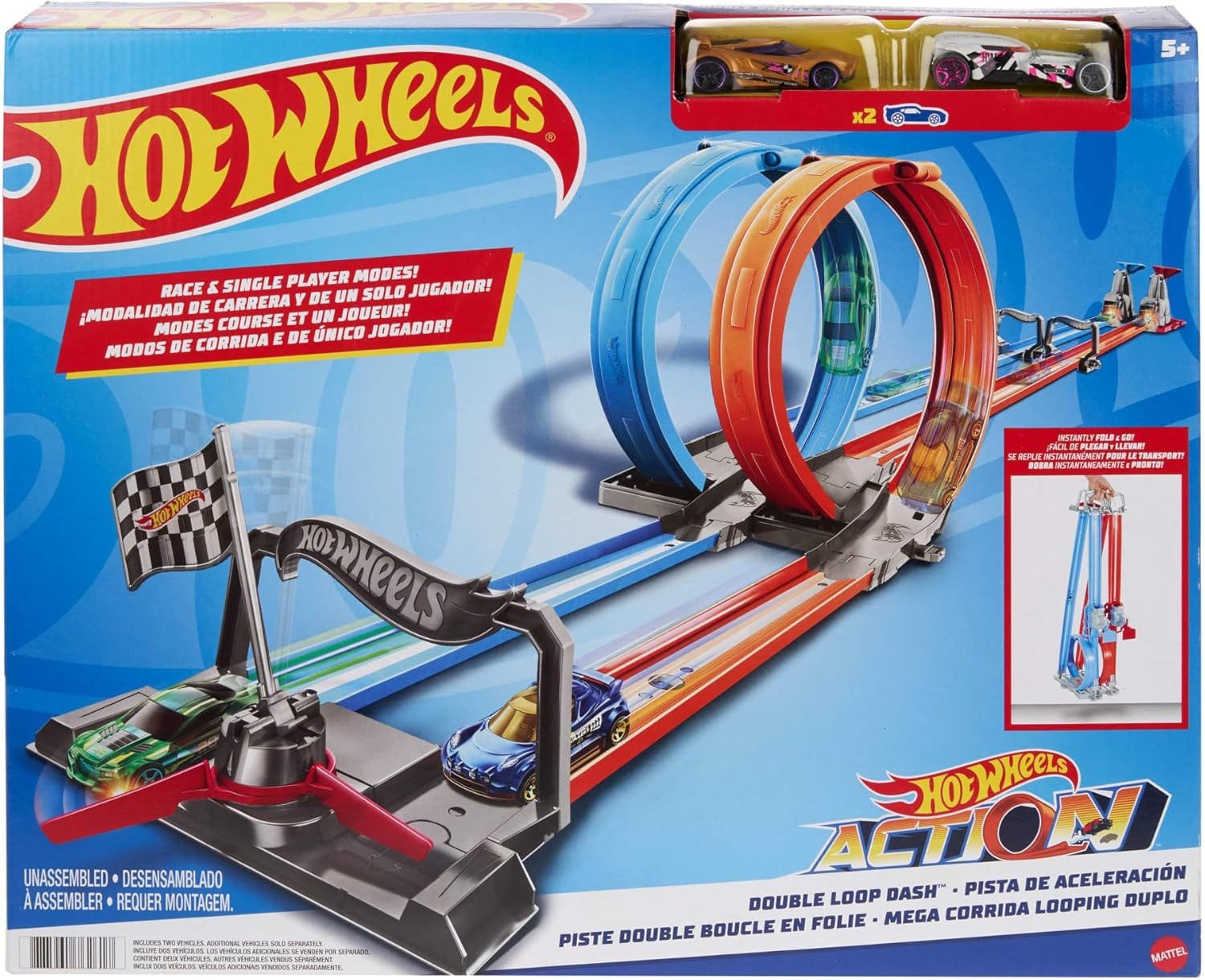 Mattel® Autorennbahn HOT WHEELS Zweispurige Looping Rennstrecke GFH85