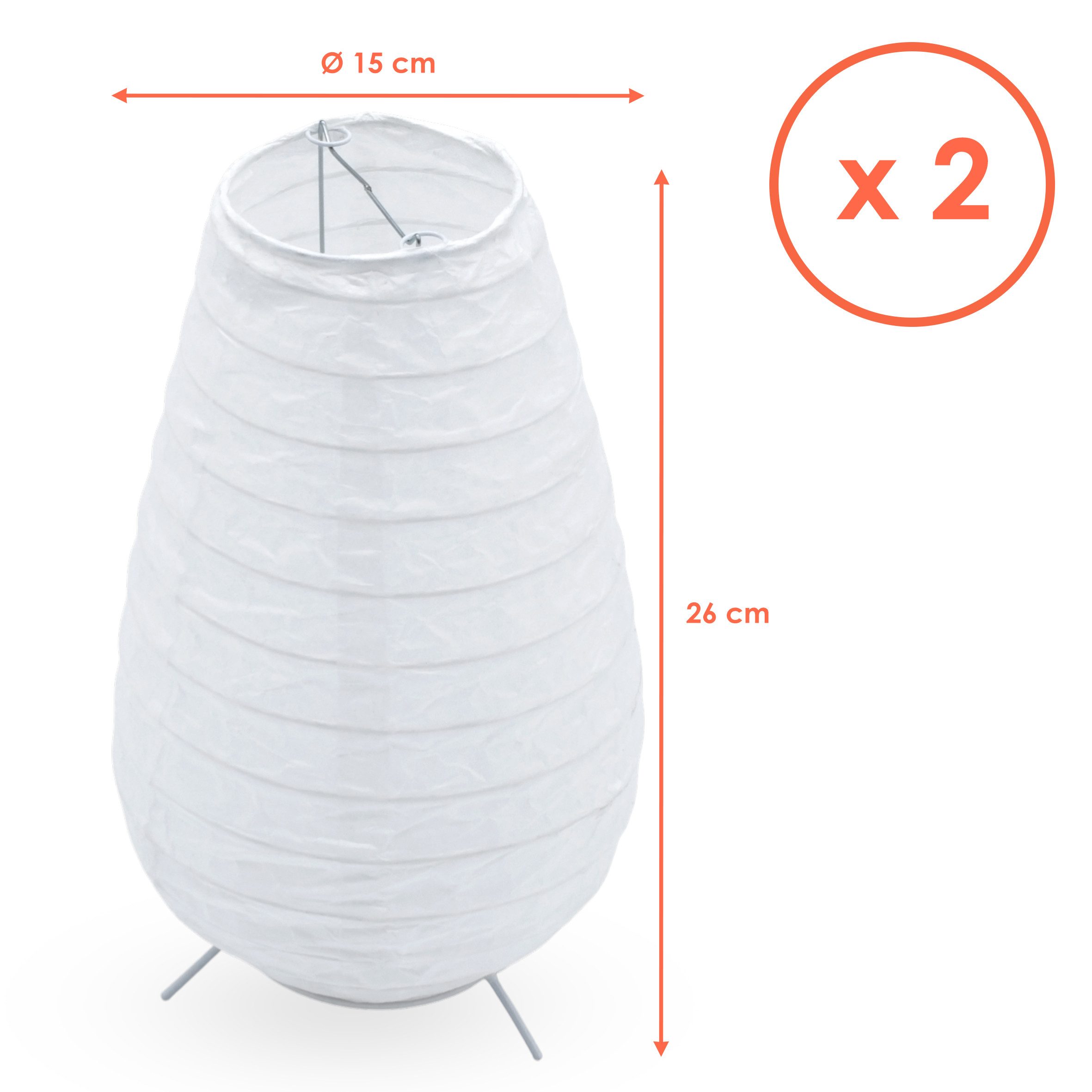 Spetebo Papierlaterne LED Papier Laterne in weiß zum hinstellen - 26 cm / 2er Set, einfach zusammenzulegen