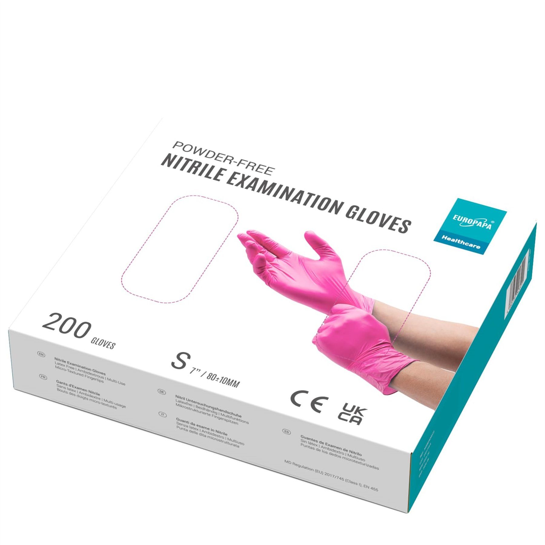 EUROPAPA Nitril-Handschuhe Medical Einmalhandschuhe Untersuchungshandschuhe (200, puderfrei ohne Latex, Gummihandschuhe, EN455 EN374) unsteril latexfrei disposible gloves