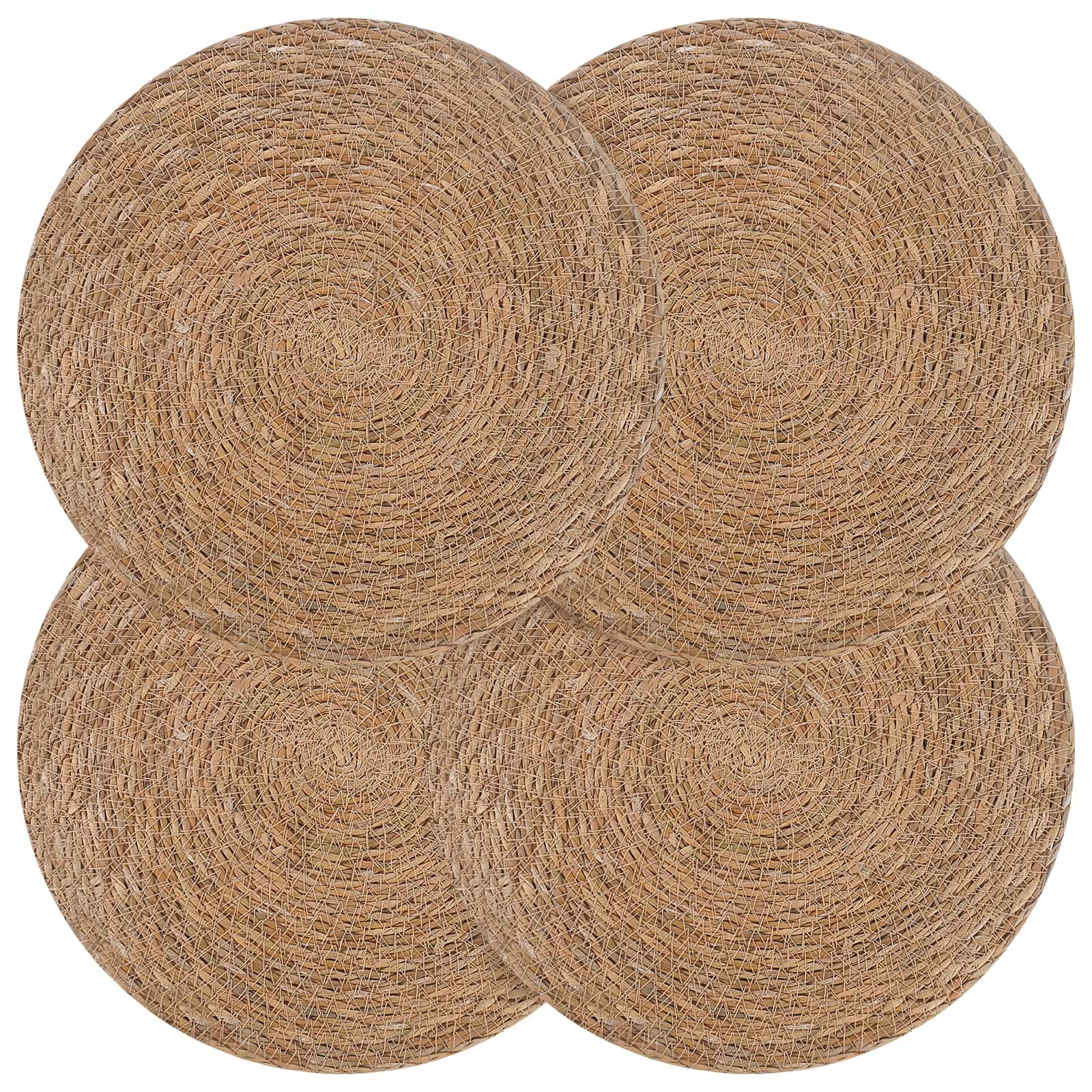 vidaXL Platzset Seegraskissen 4 pcs Natur Ø 30 cm 100% Seegras, (4-St)