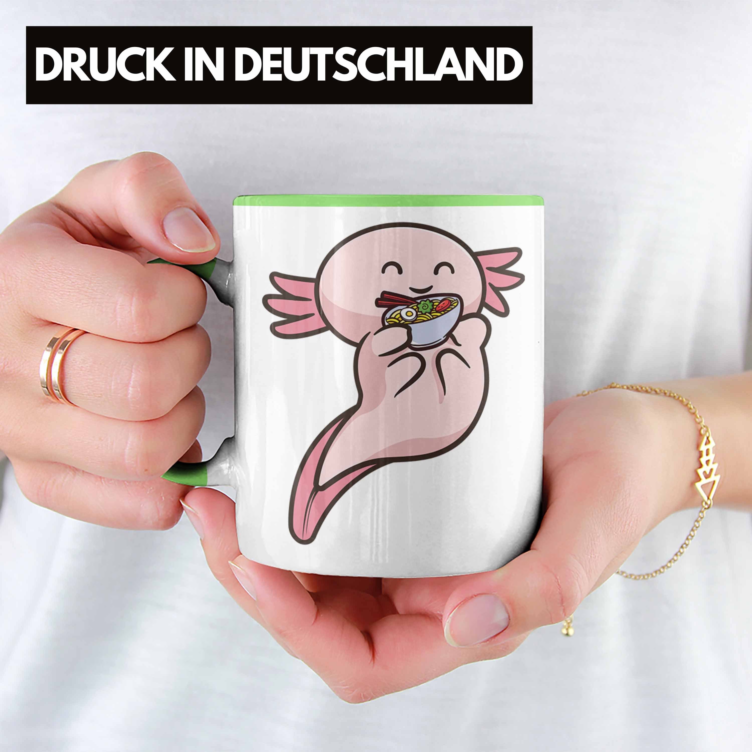 - Tasse Axolotl Grafik Grün Lustig Geschenk Tasse Trendation Trendation Geschenkidee Tiere Ramen Schwanzlurch