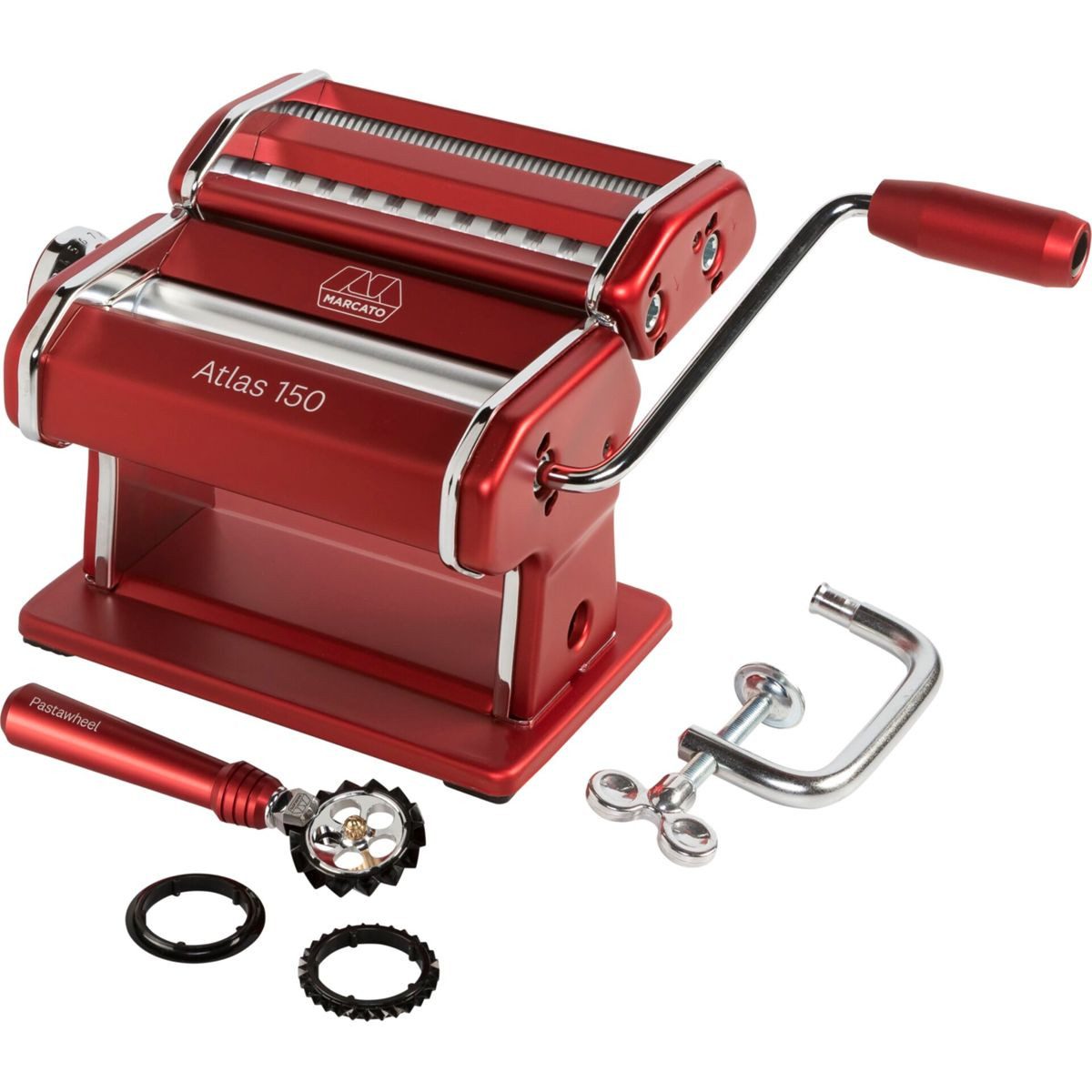 Marcato Nudelmaschine ATLAS 150 ROSSA + PASTA- WHEEL ROSSO