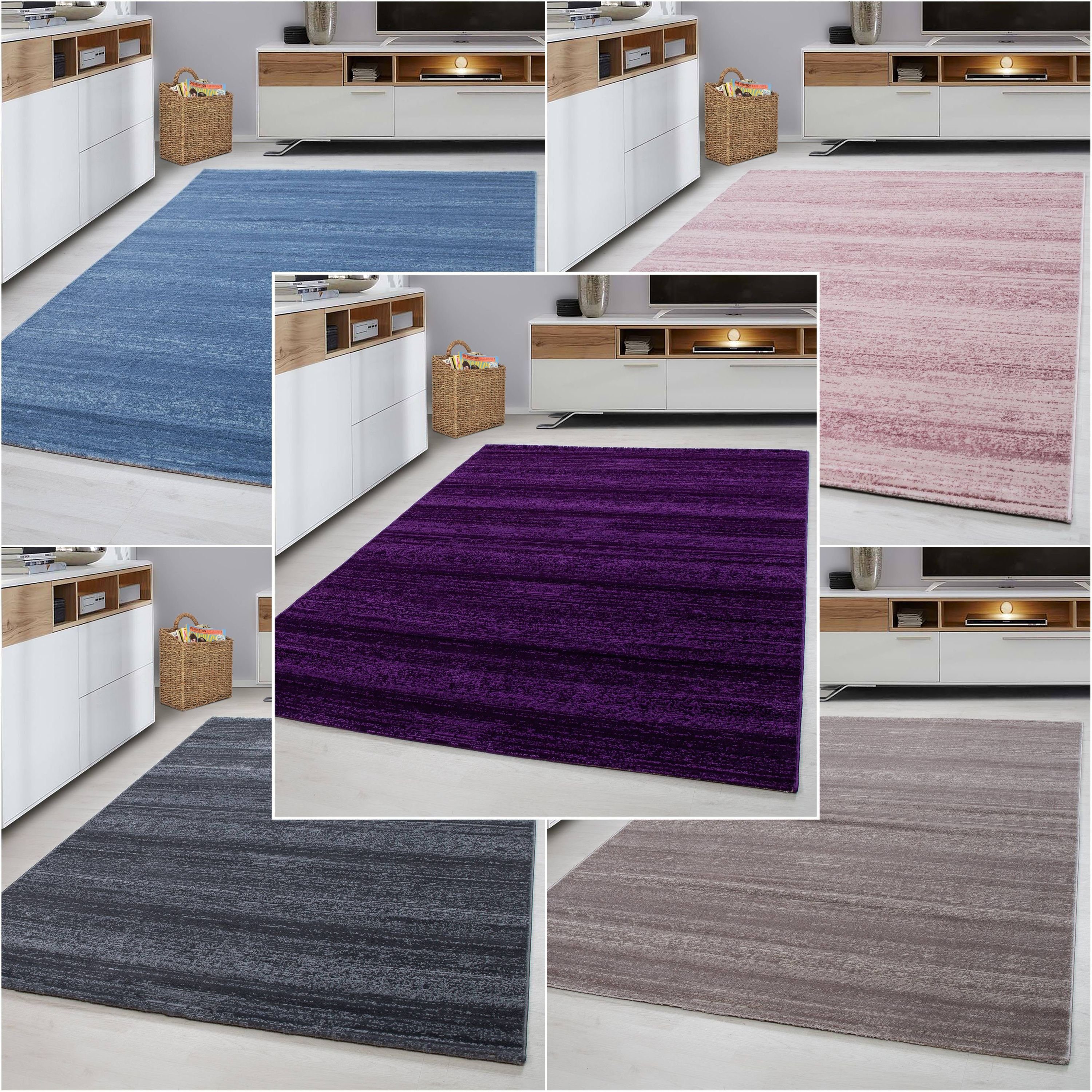 Teppich, Homtex, 80 x 150 cm, Teppich Kurzflor Modern Wohnzimmer Einfarbig Meliert