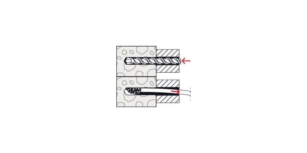 Langschaftdübel mm Bohrer-D.8mm m.Schraube Langschaftdübel Fischer Dübel-L.80 SXR