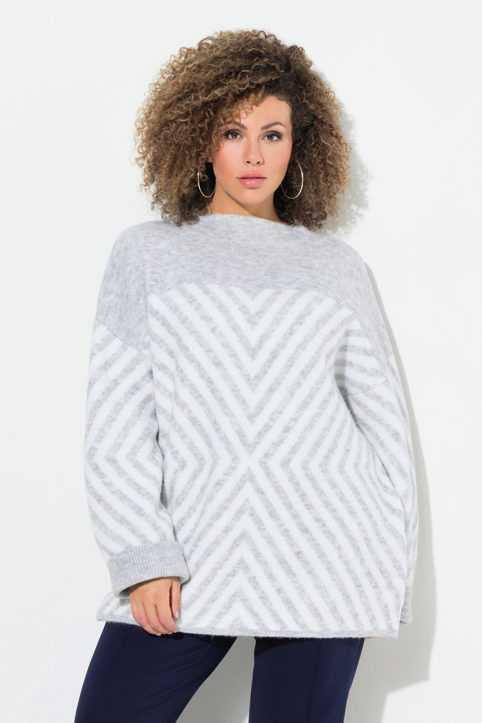 Ulla Popken Strickpullover Pullover grafisches Muster günstig online kaufen