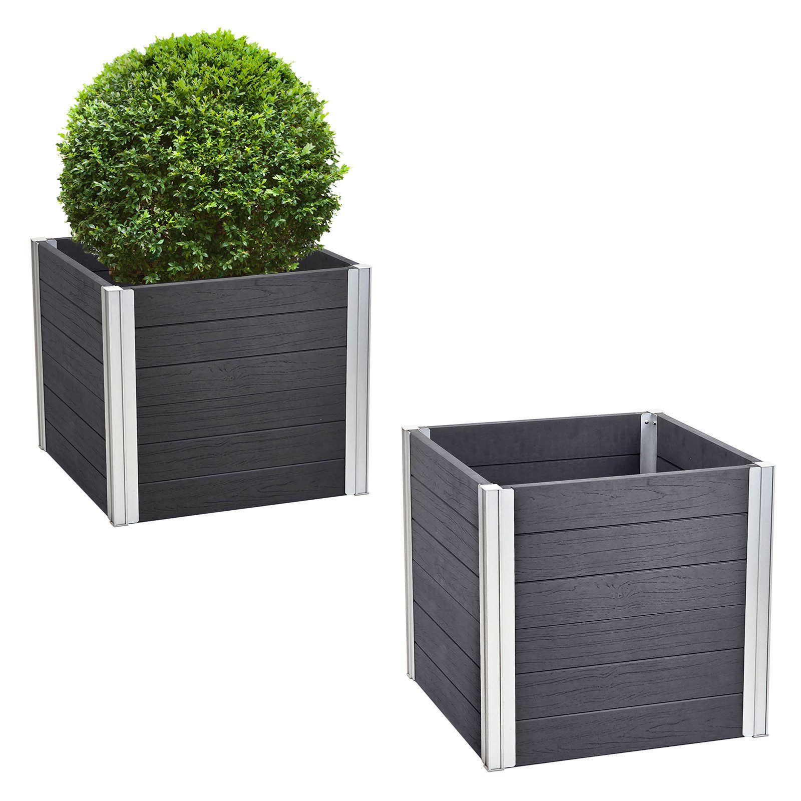 TRUTZHOLM Hochbeet Übertopf 135L Holzoptik langlebig Pflanzkasten Pflanzkübel Alu Profile, 57x 57x 56,5 cm,Langlebig,Zeitlos