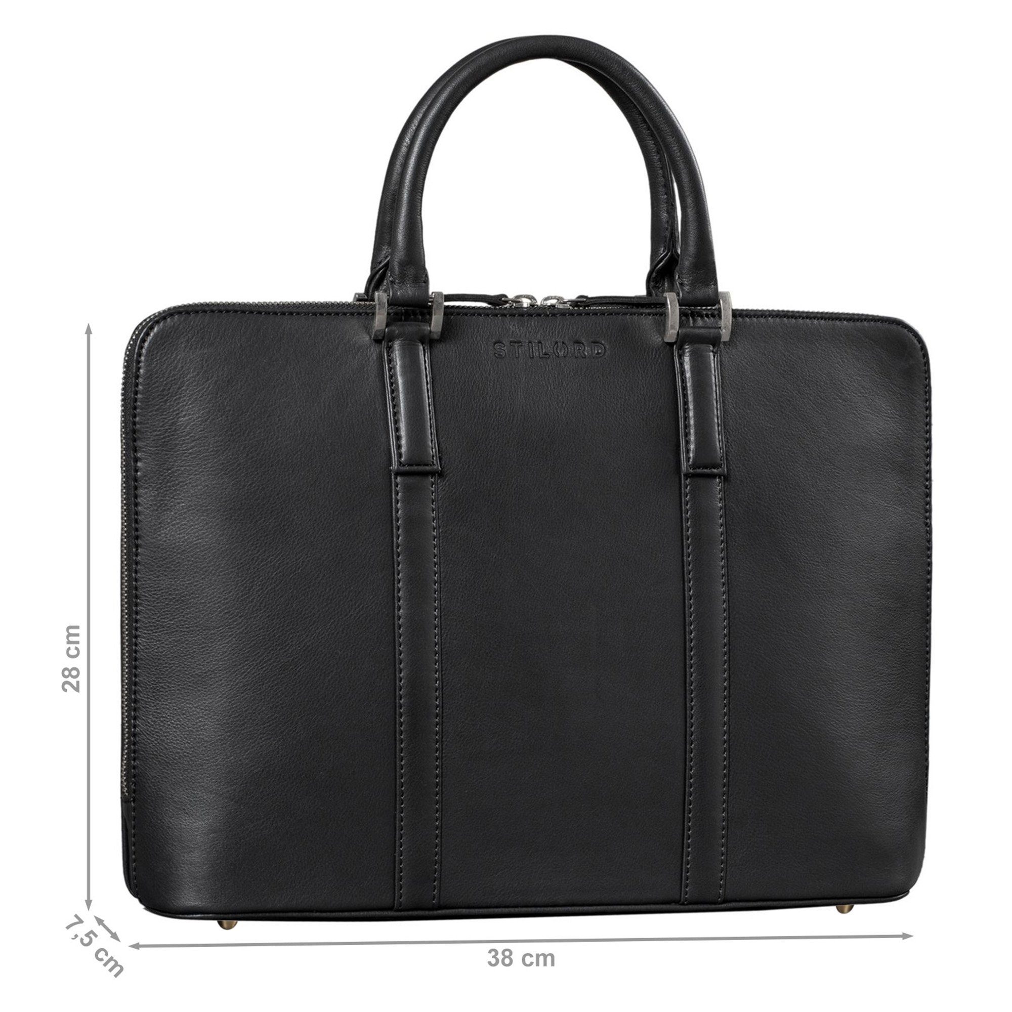 Damen Arbeitstasche Handtasche "Clover" schwarz STILORD Leder
