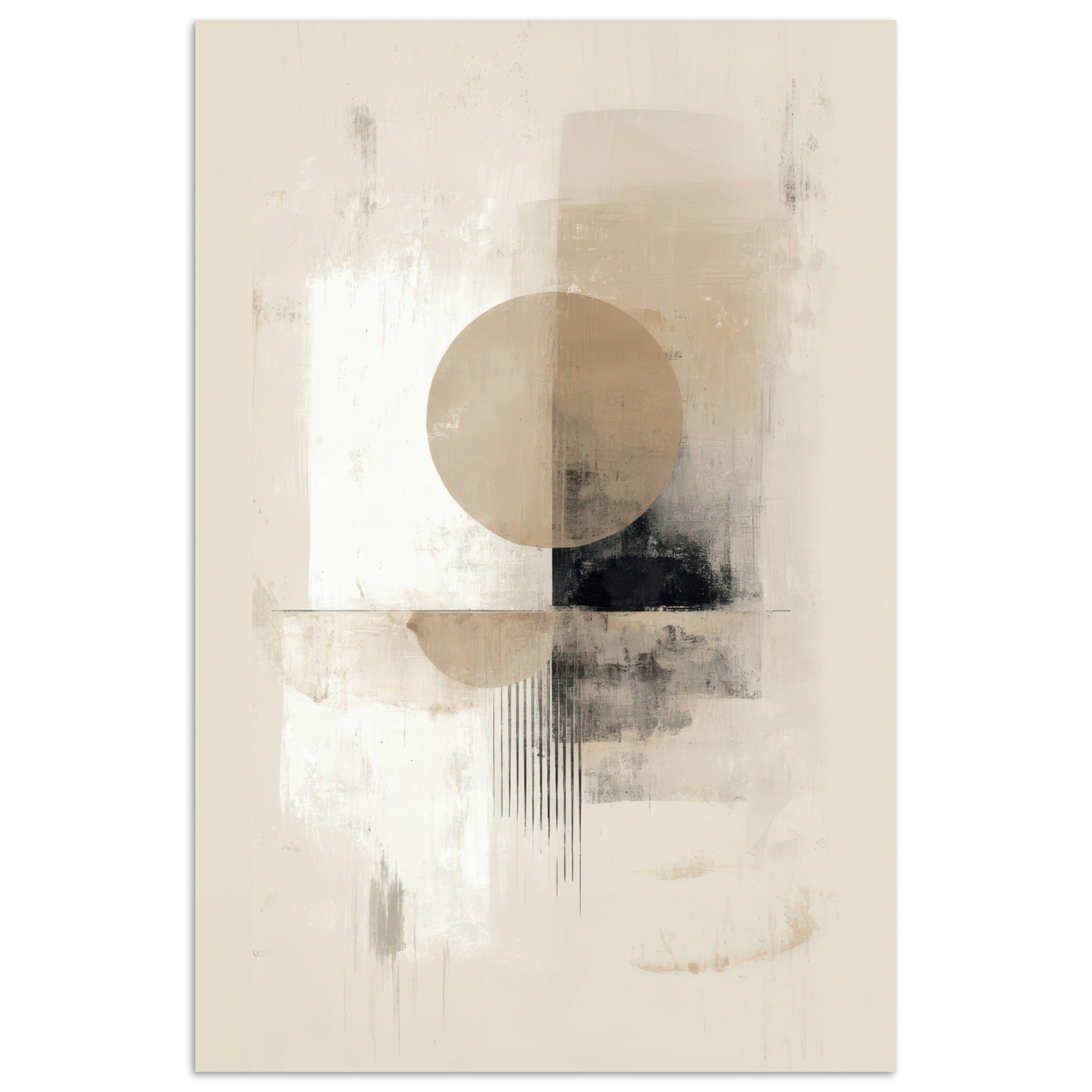 MuchoWow Poster Kreis - Zusammensetzung - Tiefe - Beige, (1 St), Poster ohne Rahmen, Wandbild, Wandposter, 20x30 cm
