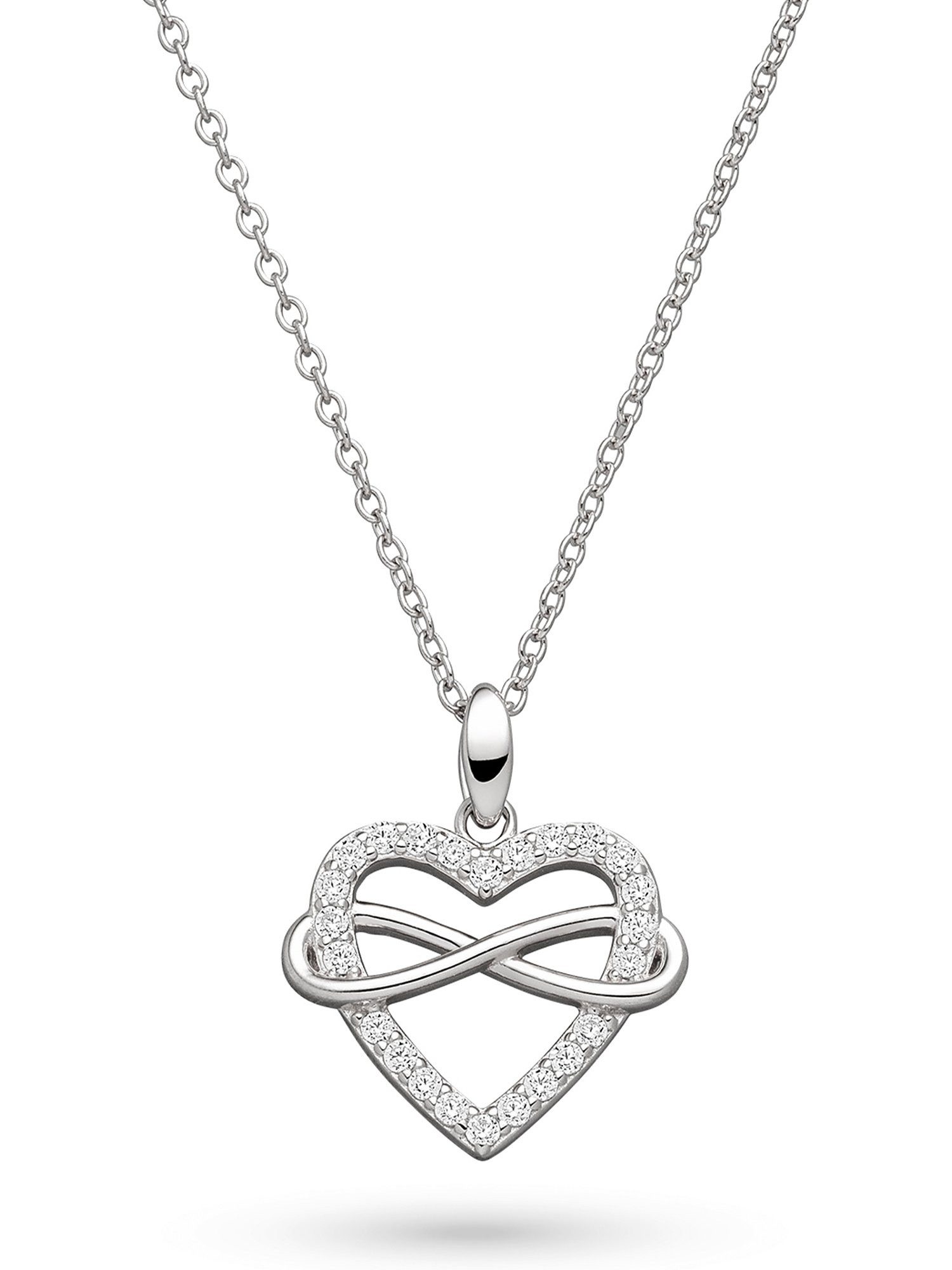 s.Oliver Silberkette S.Oliver Damen-Kette 925er Silber 24 Zirkonia Herz