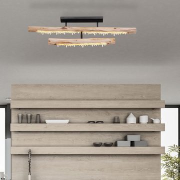etc-shop LED Deckenleuchte, LED-Leuchtmittel fest verbaut, Warmweiß, Deckenleuchte Holz Rustikal Wohnzimmerlampe Holz