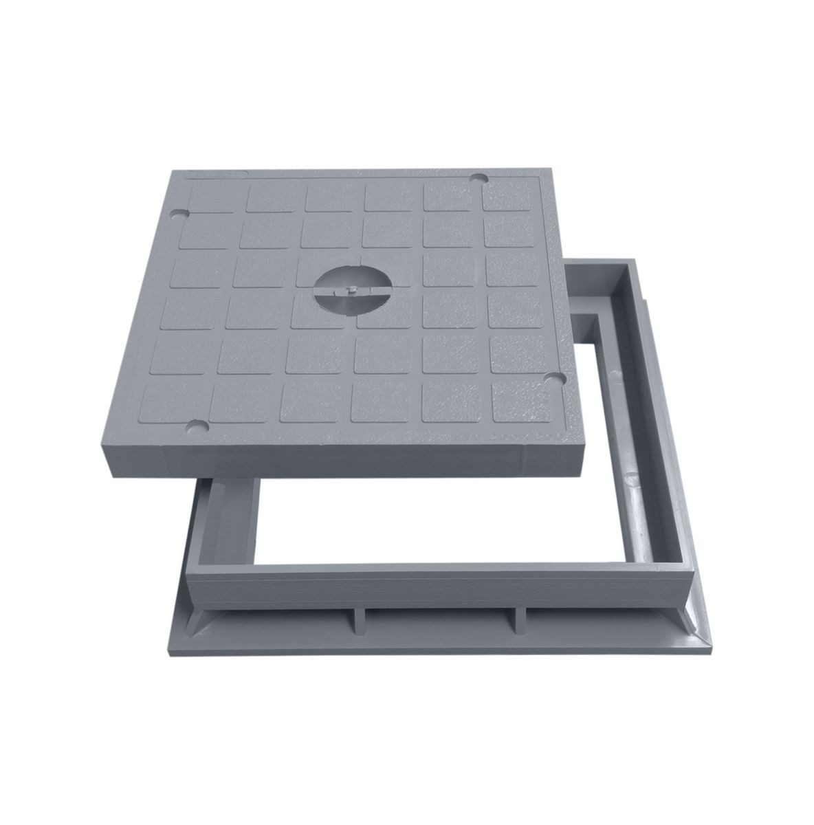 Marley Deutschland GmbH Erdschacht Schachtdeckel Kunststoff mit Rahmen 200x200mm, 20x20x4 cm, 2-St., stabil, begehbar, laugen- und säurebeständig