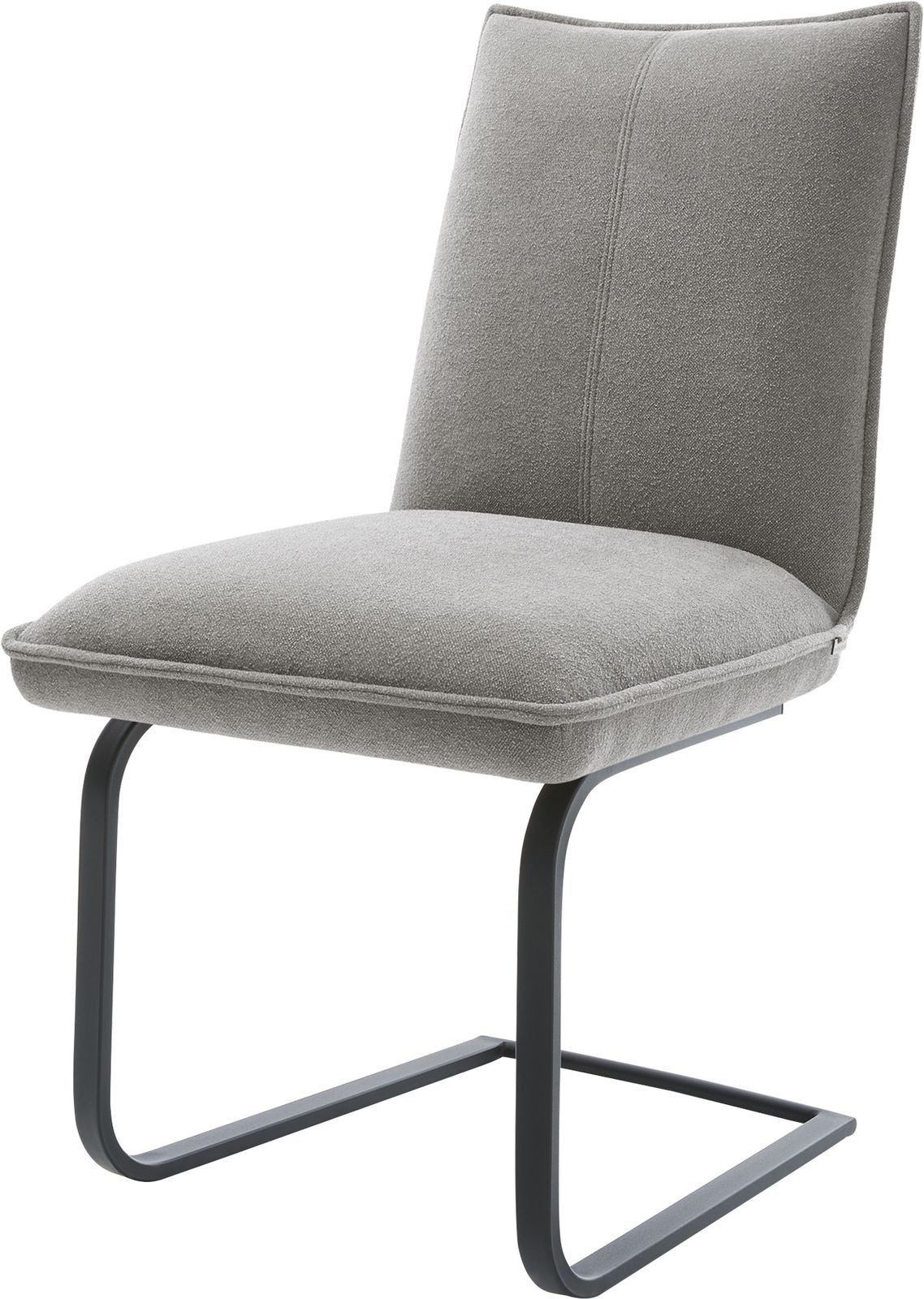 DELIFE Polsterstuhl Lelio-Flex, Freischwinger flach Schwarz Strukturstoff Soft Grau Taschenfederkern