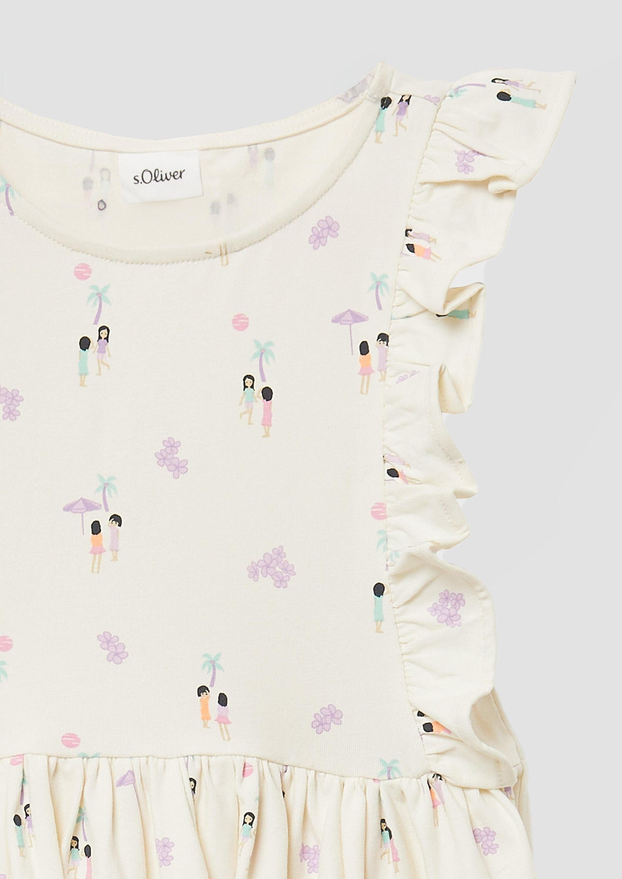 s.Oliver Minikleid Kleid Kurzes Kleid mit All-over-Print und Volantärmeln