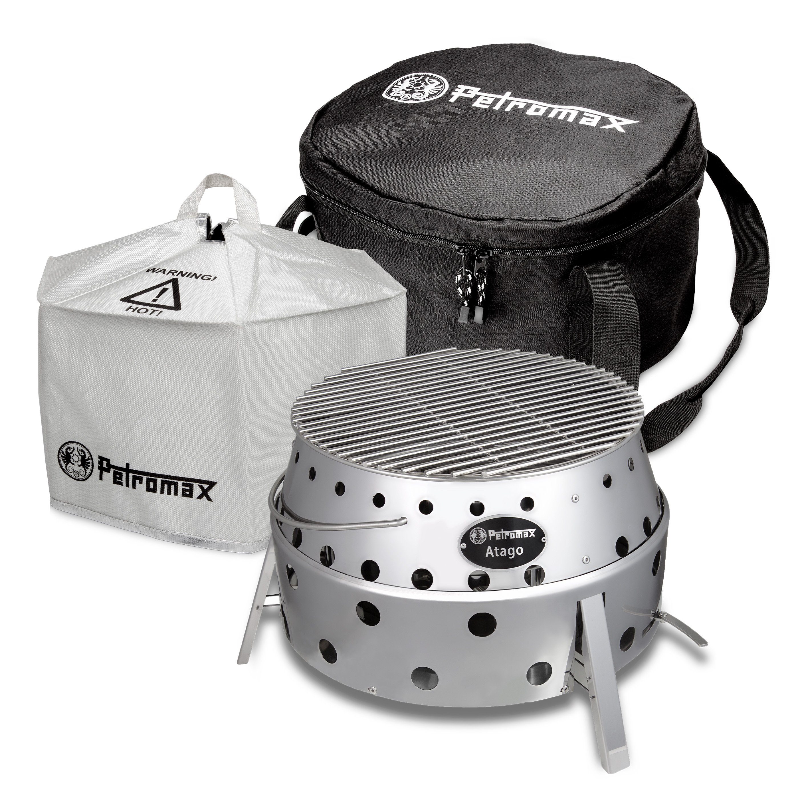 Petromax Holzkohlegrill Petromax Atago Set mit Umluftkuppel und Tragetasche