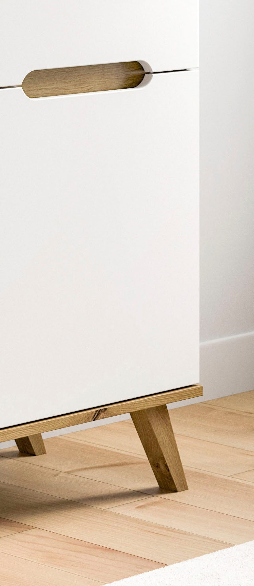 Home affaire Sekretär Alesund, Höhe 118cm, 2 Türen, 1 Schubkasten,konischer Fuß, Scandi-Look, Anrichte, Schrank, Kommode, Midischrank, Wohnmöbel, Wohnzimmer