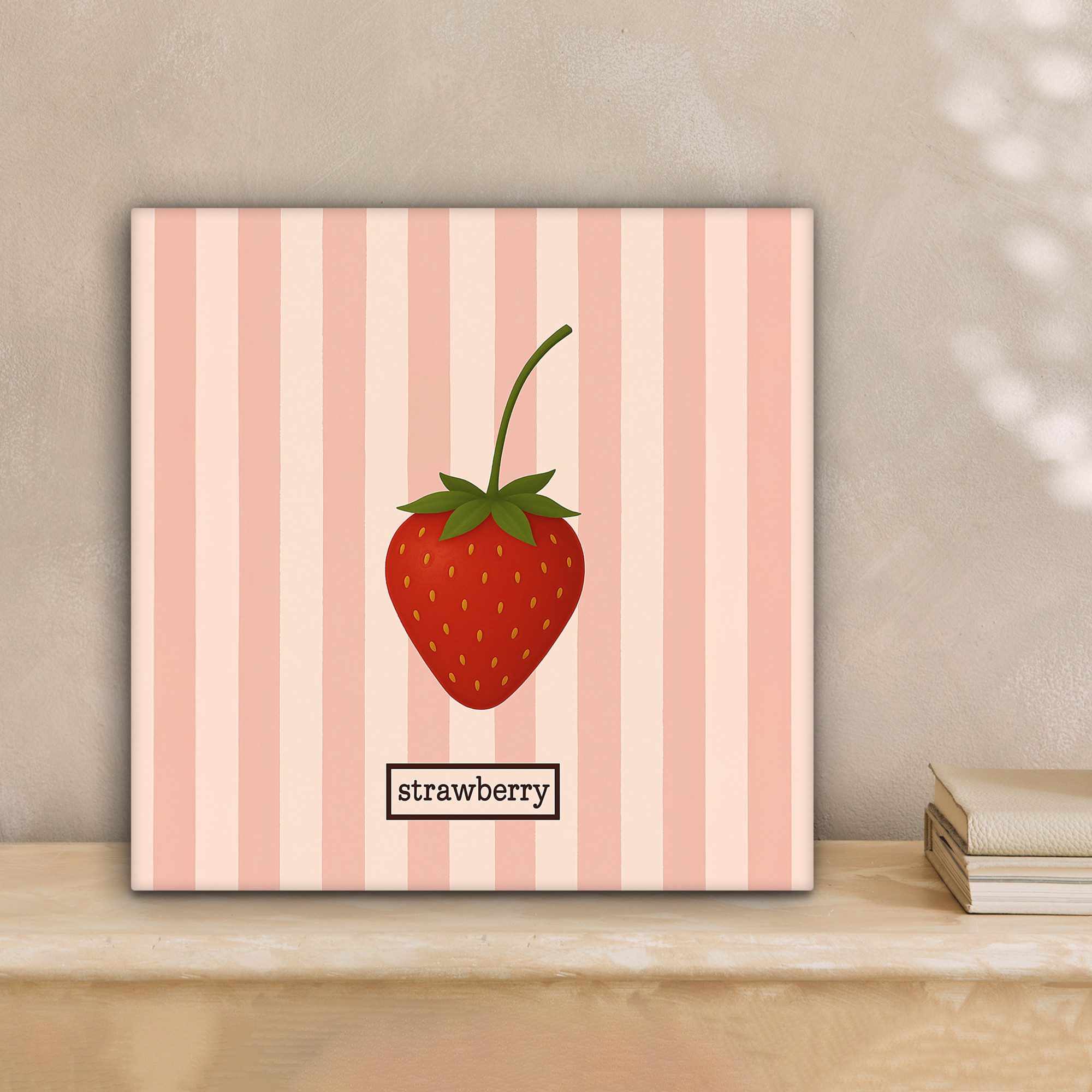 OneMillionCanvasses® Leinwandbild Erdbeere - Streifen - Minimalistisch - Ro günstig online kaufen