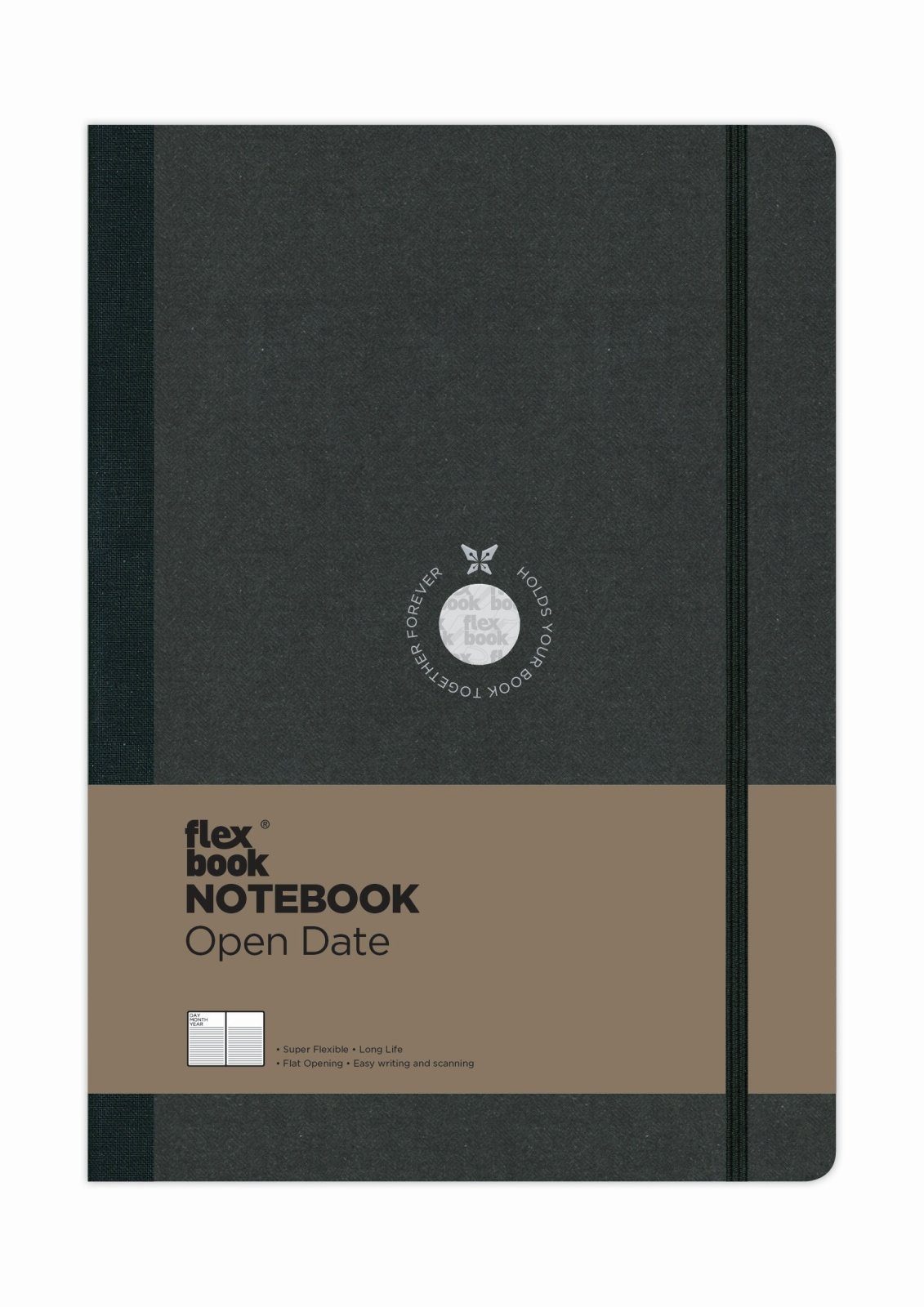 Flexbook Notizbuch Flexbook Globel Notizbuch blanko/linierte Seiten Elastikband verschied 17 * 24 cm / Liniert Open Diary / Schwarz