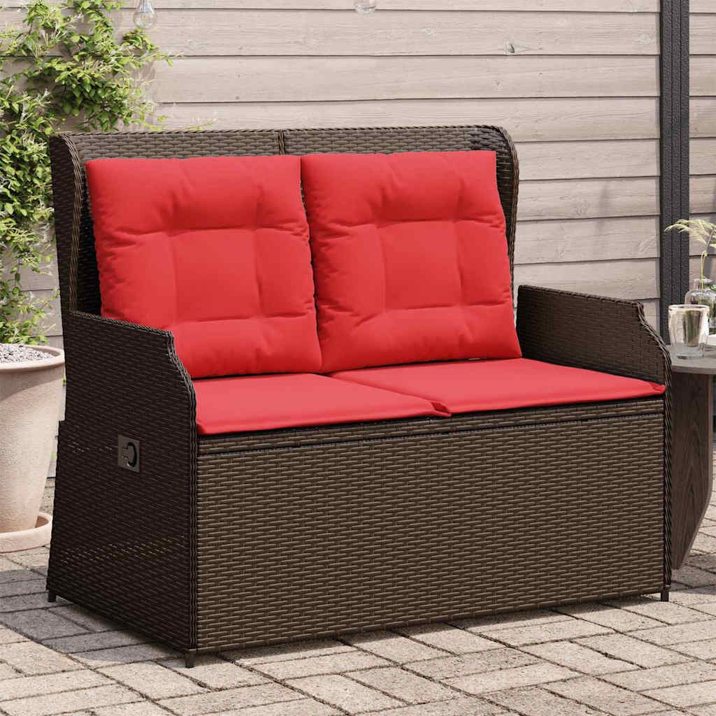 vidaXL Gartenlounge-Set Gartenbank Braun Poly-Rattan, (1-tlg)