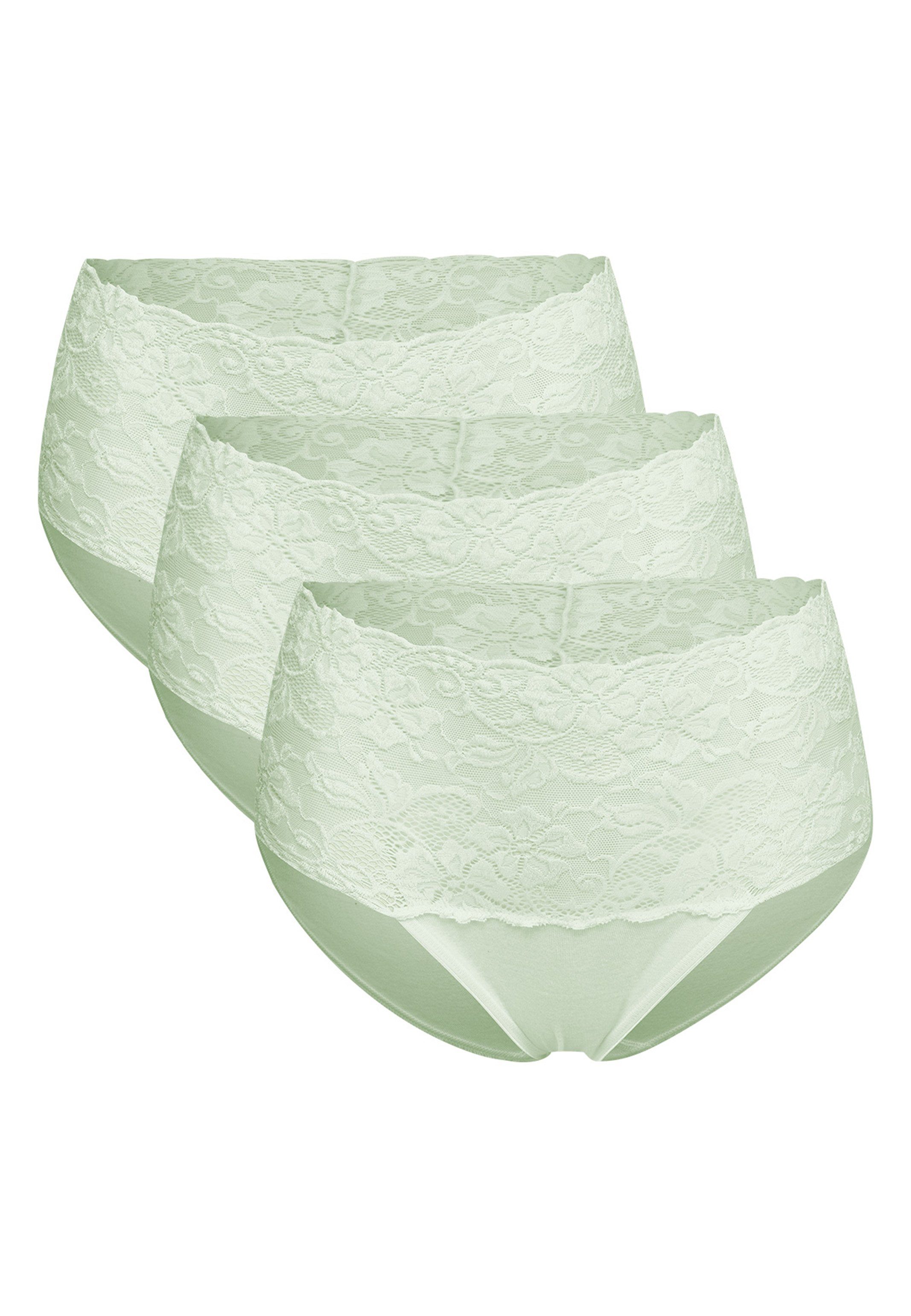 Nina Von C. Taillenslip 3er Pack Fine Cotton (Spar-Set, 3-St) Taillen Slip - Baumwolle - Atmungsaktiv - Im Spitzen-Design Cool Mint