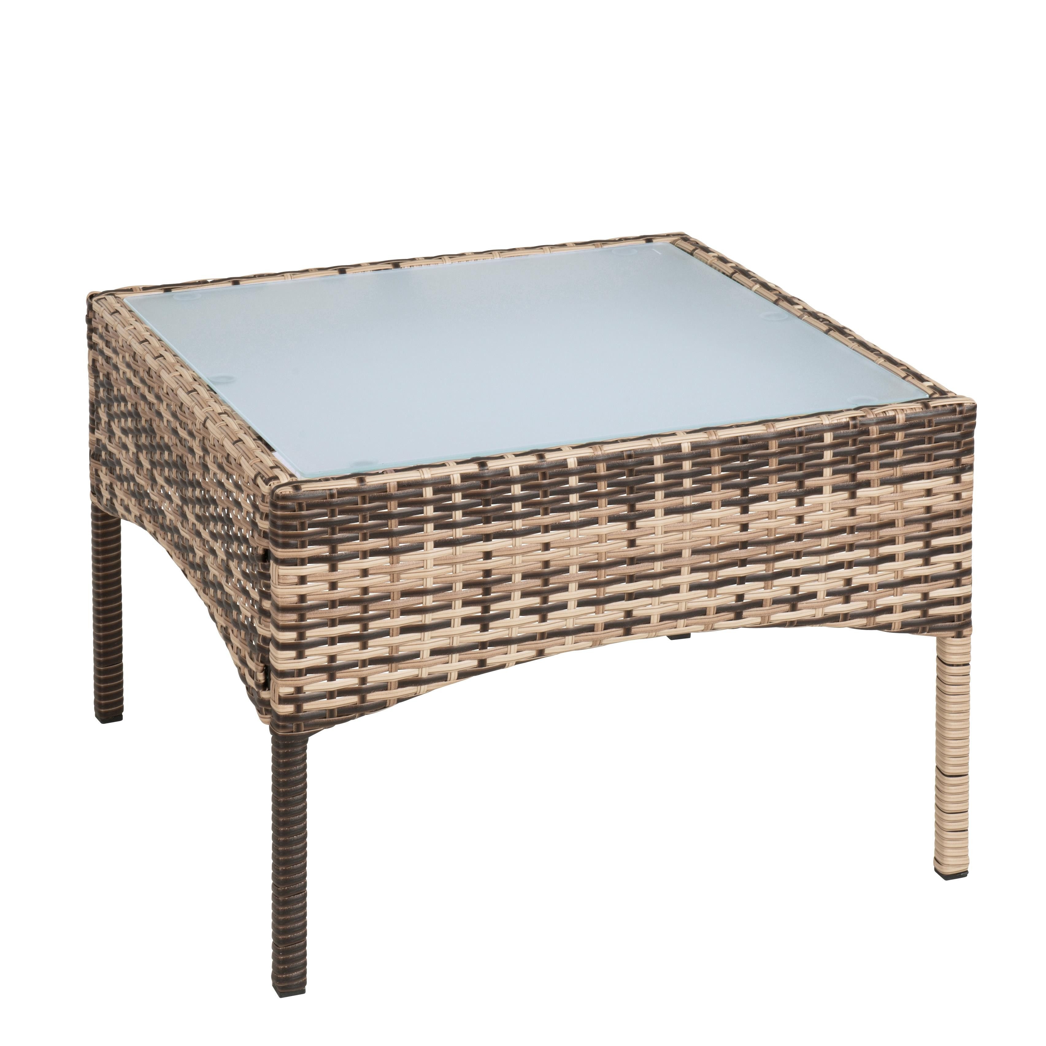 ESTEXO Gartentisch Polyrattan Beistelltisch Loungetisch Rattan Balkontisch Beige-Braun