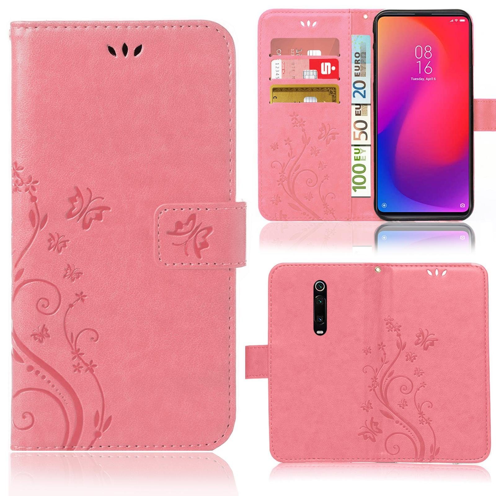 Numerva Handyhülle Bookstyle Flower für Xiaomi Mi 9T / Mi 9T Pro, Handy Tasche Schutzhülle Klapphülle Flip Cover mit Blumenmuster