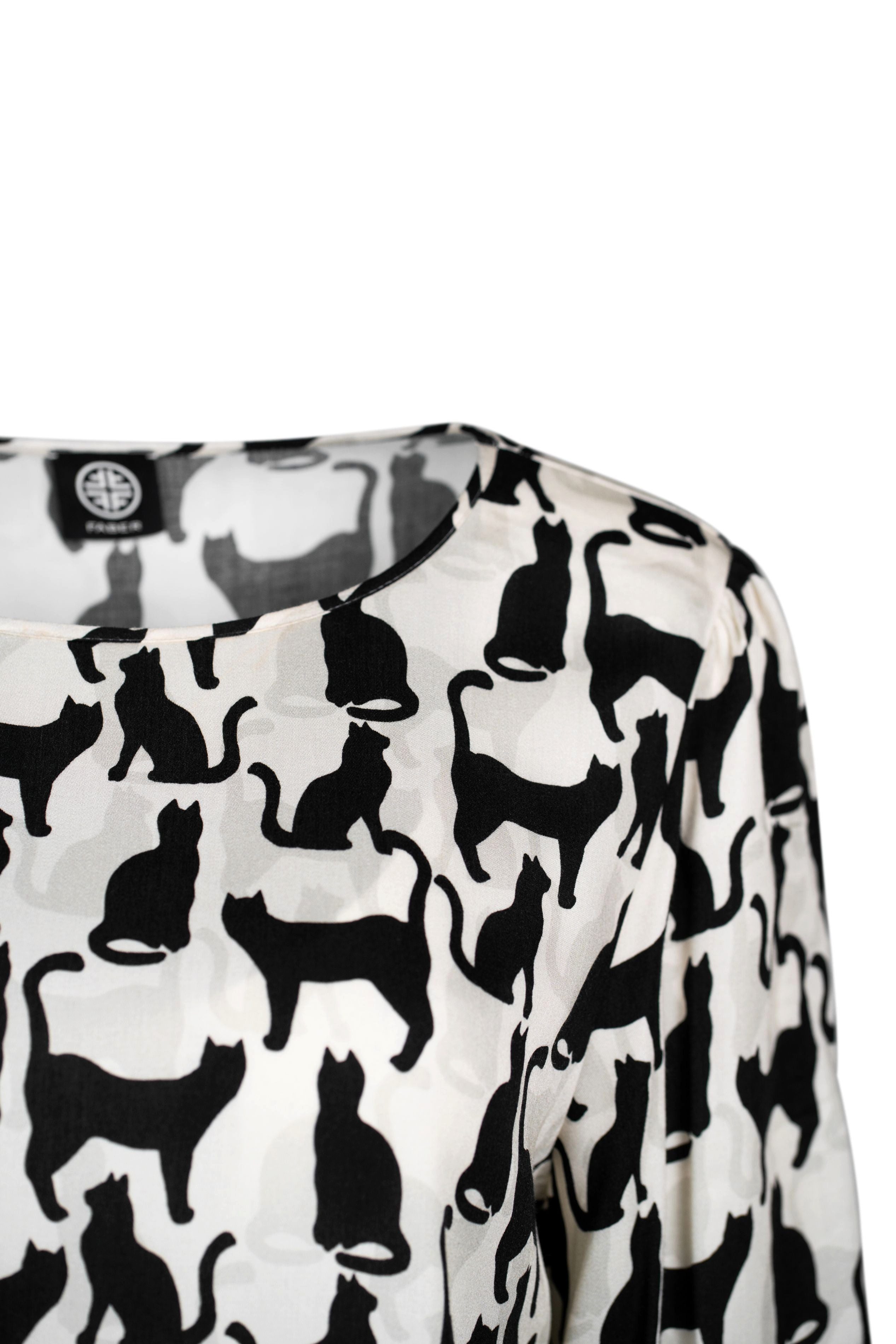 Faber Druckbluse Druckbluse mit Katzen-Print mit günstig online kaufen