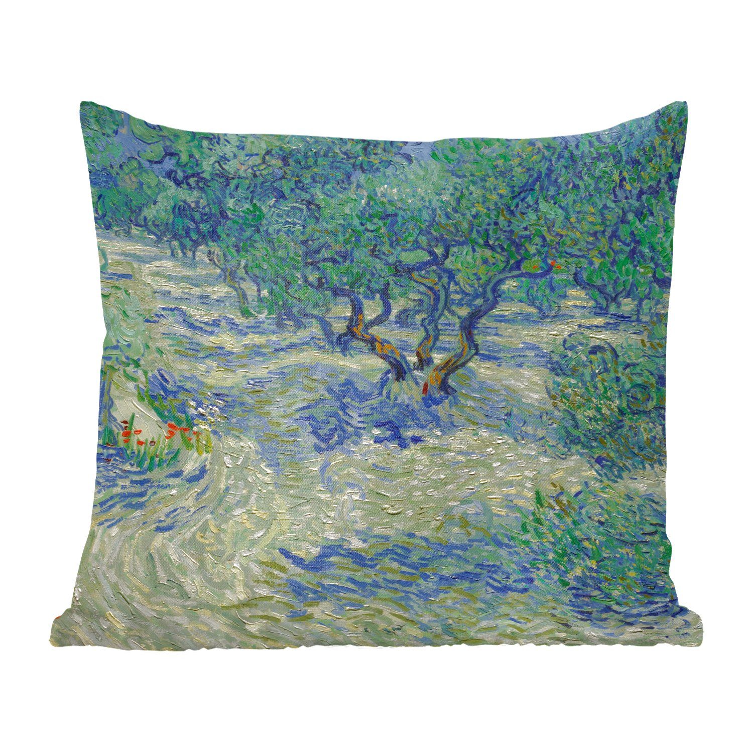 MuchoWow Dekokissen Der Olivenhain - Gemälde von Vincent van Gogh, Zierkissen mit Füllung für Wohzimmer, Schlafzimmer, Deko, Sofakissen