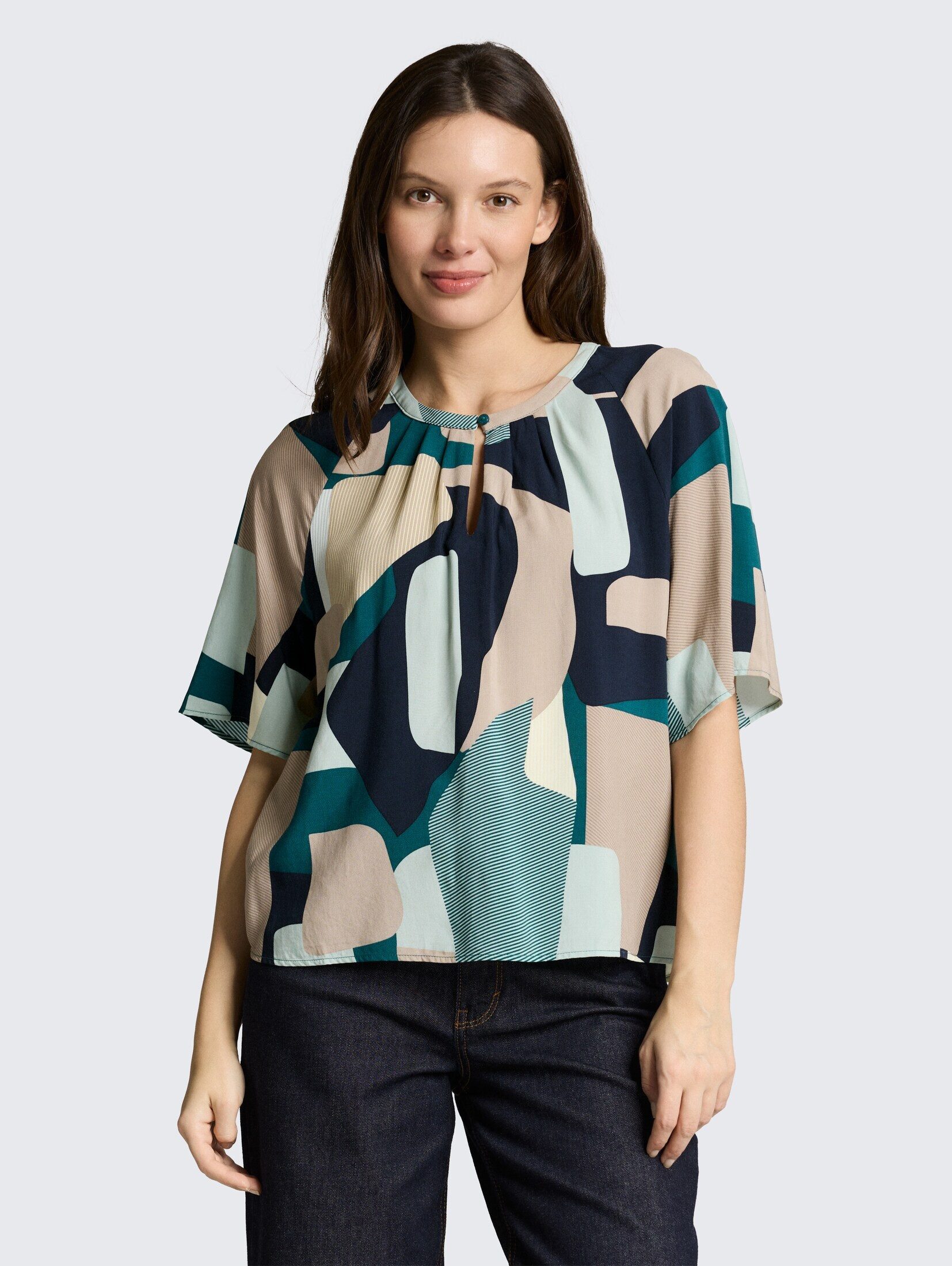 TOM TAILOR Kurzarmbluse Blusen & Shirts Bluse mit Muster günstig online kaufen