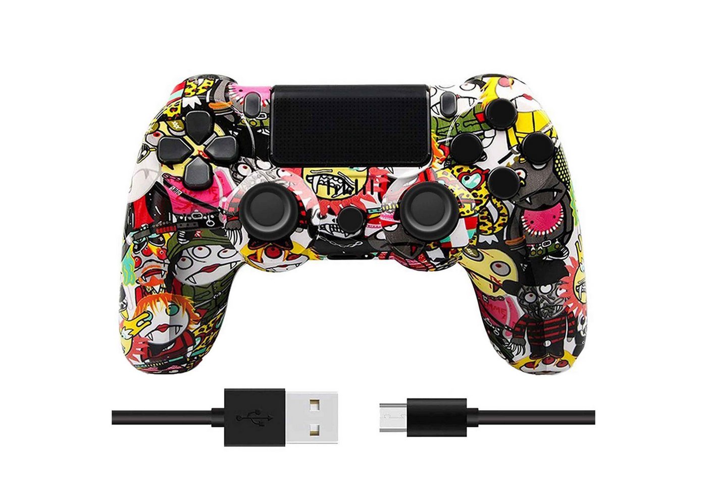 KINSI PS4 Controller Wireless, Gaming Gamepad mit Dual Vibration, Farbdesign PlayStation 4-Controller (Doppelte Vibration, wiederaufladbare Batterie)