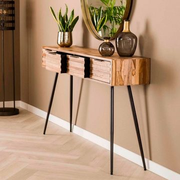 RINGO-Living Sideboard Massivholz Kommode Vaiana mit 4 Schubladen in Natur-dunkel und Schwarz, Möbel