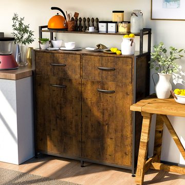 TWSOUL Sideboard Küchenschrank, Ausziehbarer Abfallschrank mit 2 Schubladen und Regal