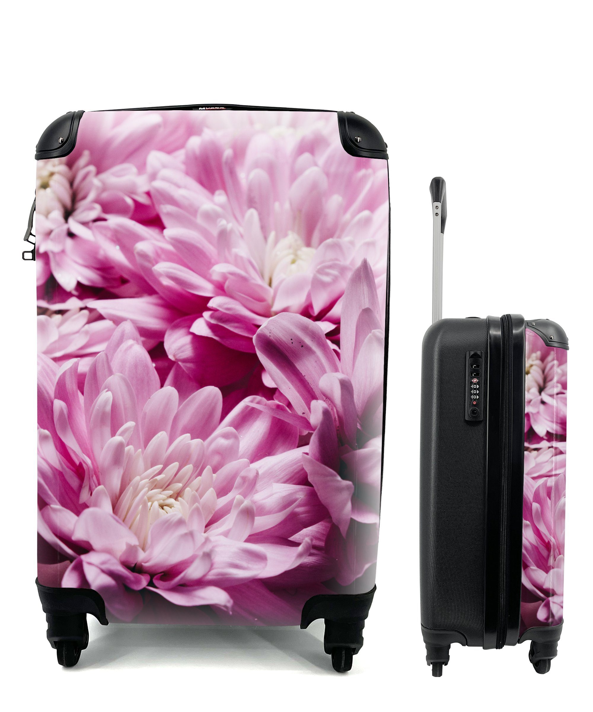 MuchoWow Handgepäckkoffer Blumen - Rosa - Natur, 4 Rollen, Reisetasche mit rollen, Handgepäck für Ferien, Trolley, Reisekoffer