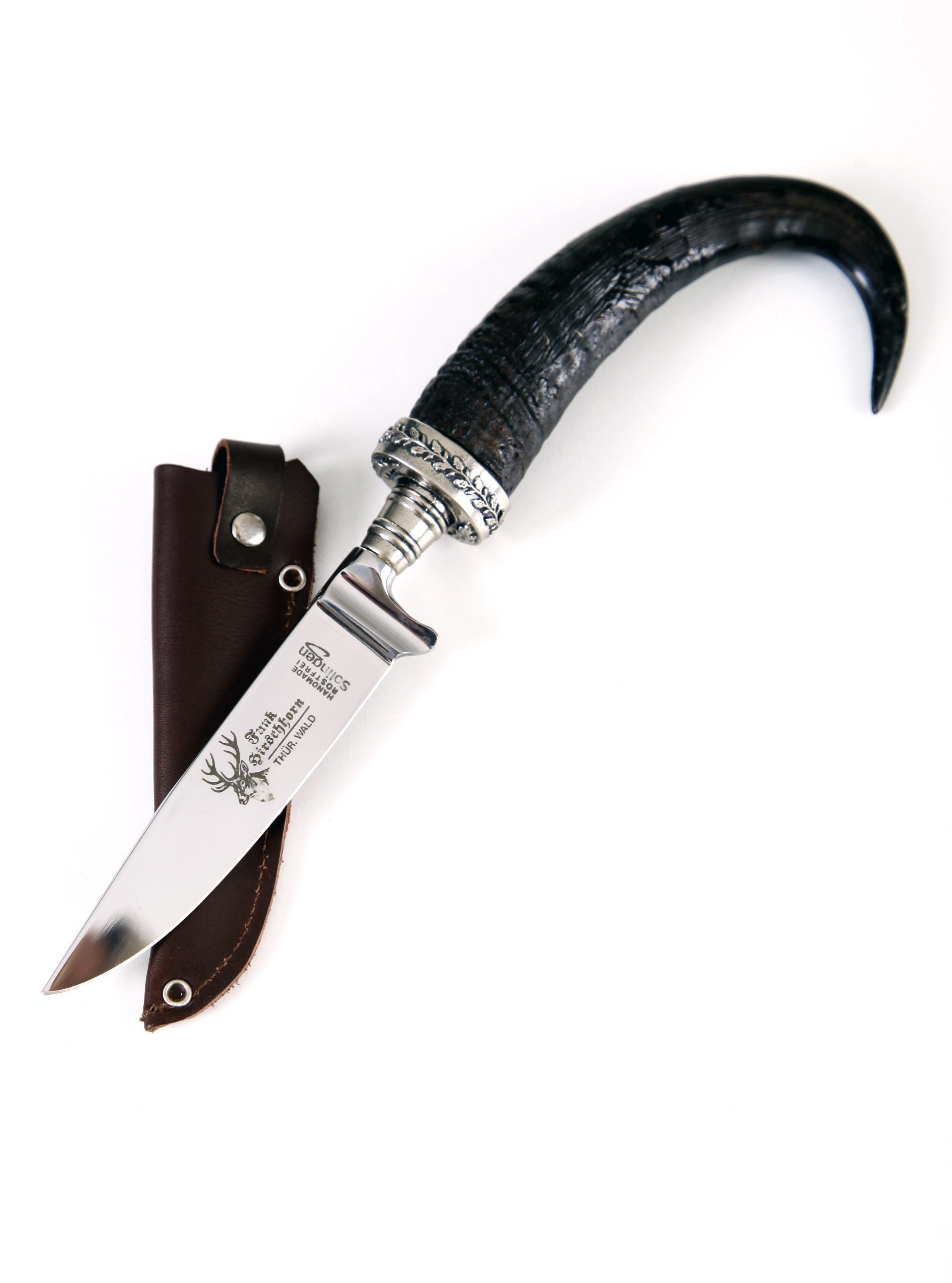 Almbock Taschenmesser Handgefertigtes Jagdmesser Trachtenmesser aus echter Gamskrucke, (1 St)