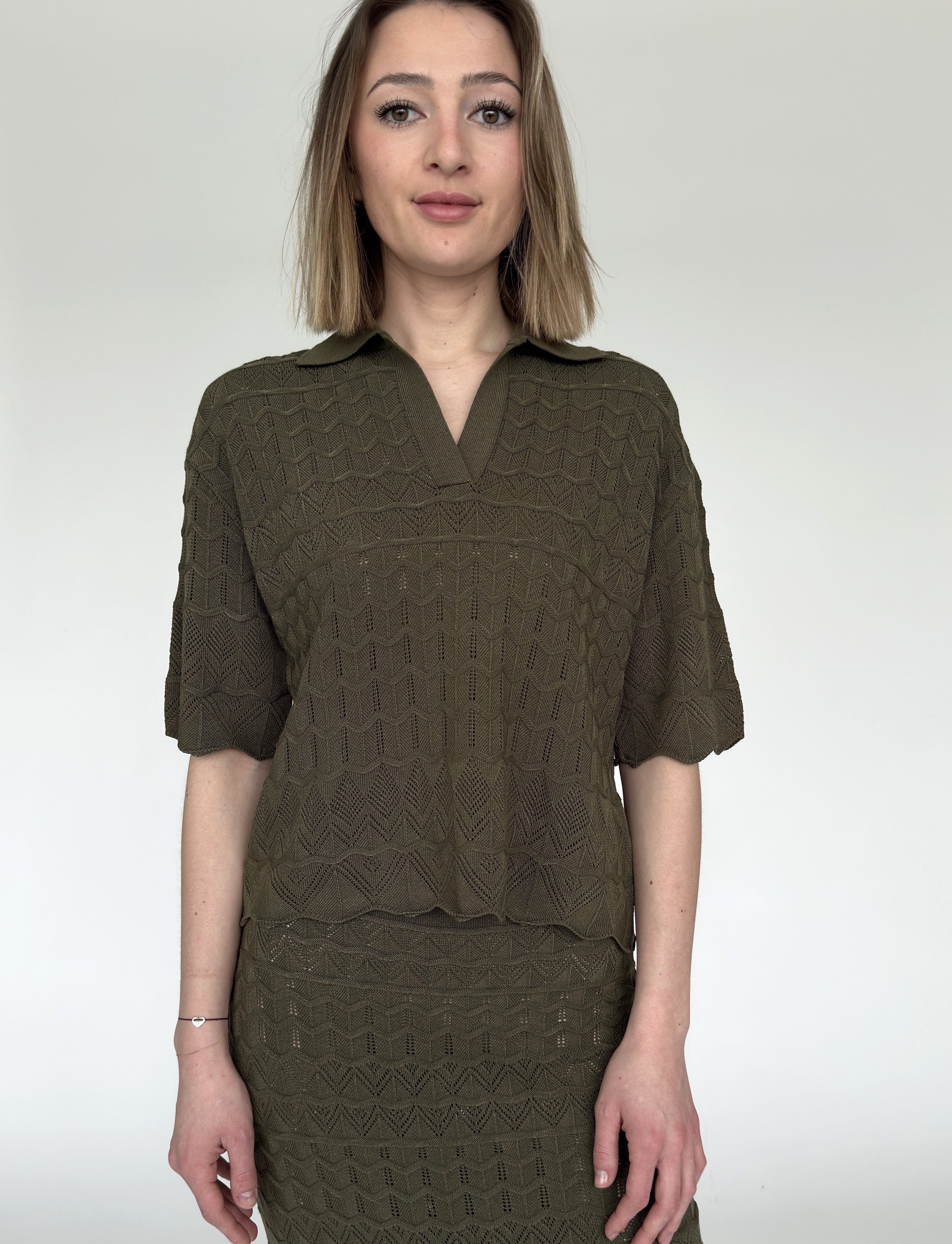 Zuckerwatte Ajourpullover mit Polokragen aus weicher günstig online kaufen